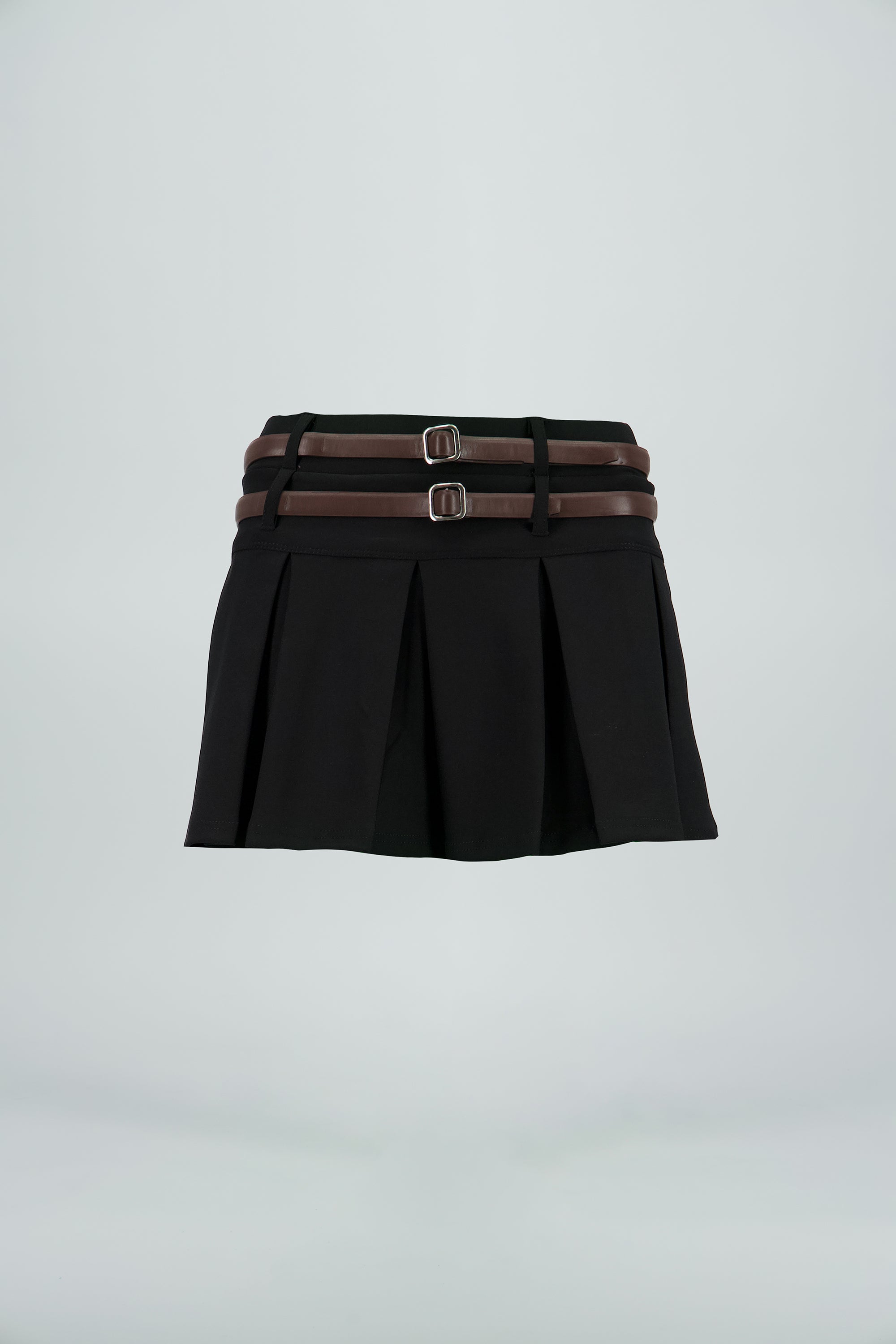 Falda tableada doble cinturon NEGRO