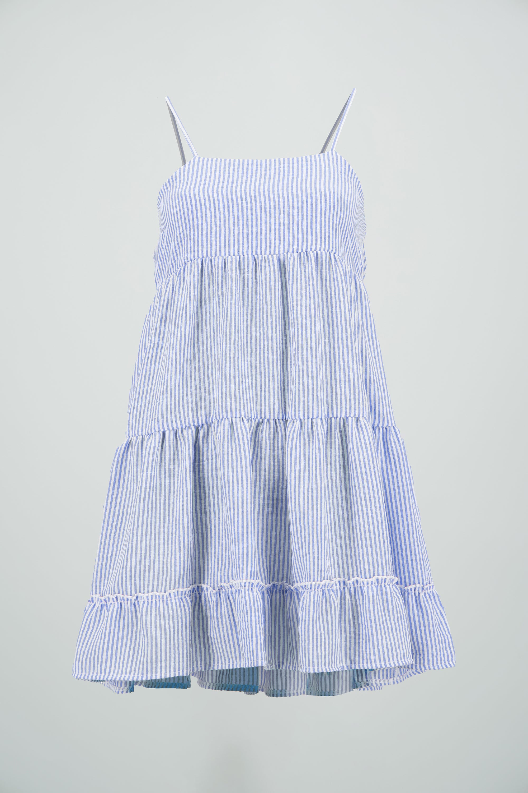 Vestido tirantes midi rayas AZUL COMBO