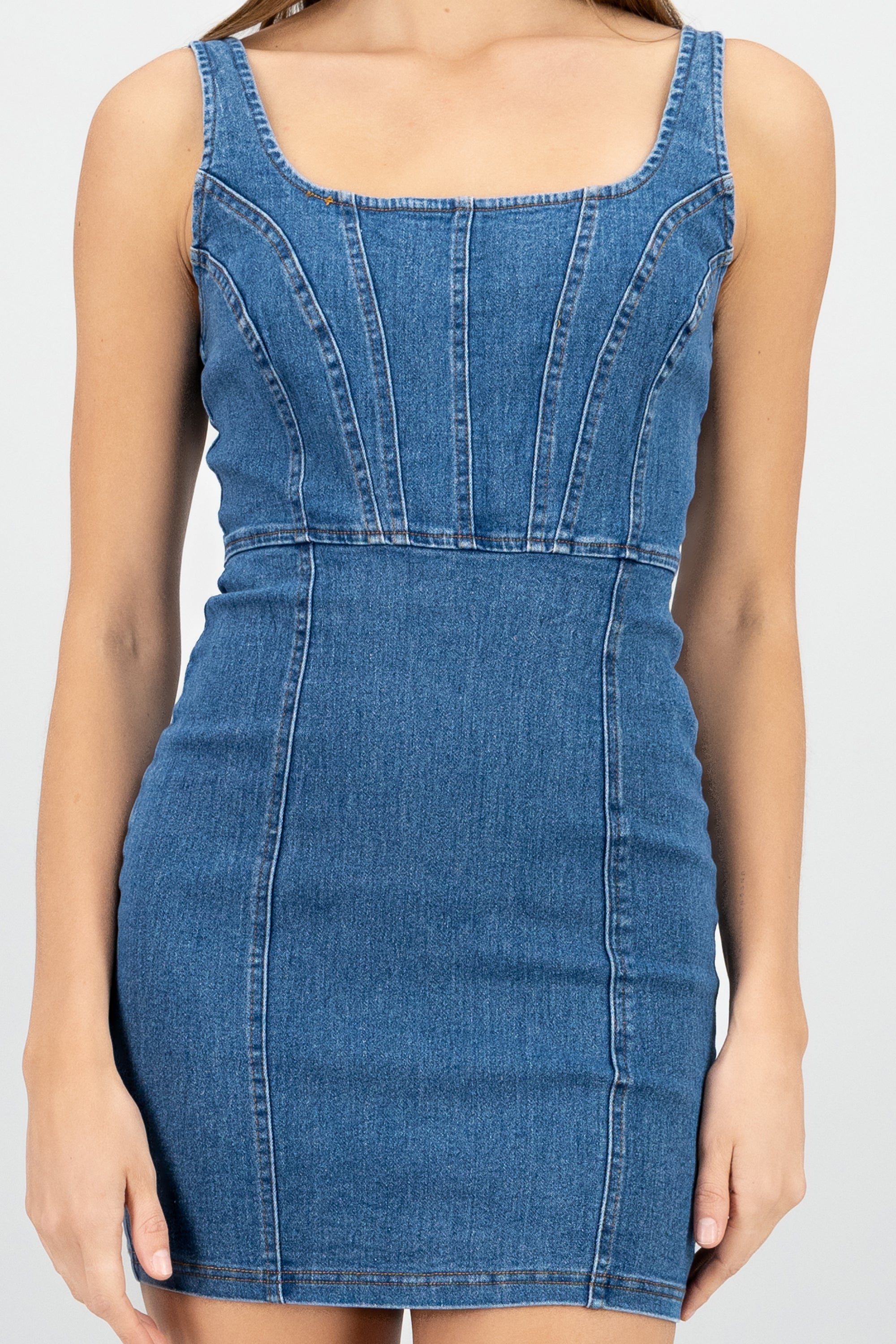 Vestido corset bodycon mini MEDIUM WASH