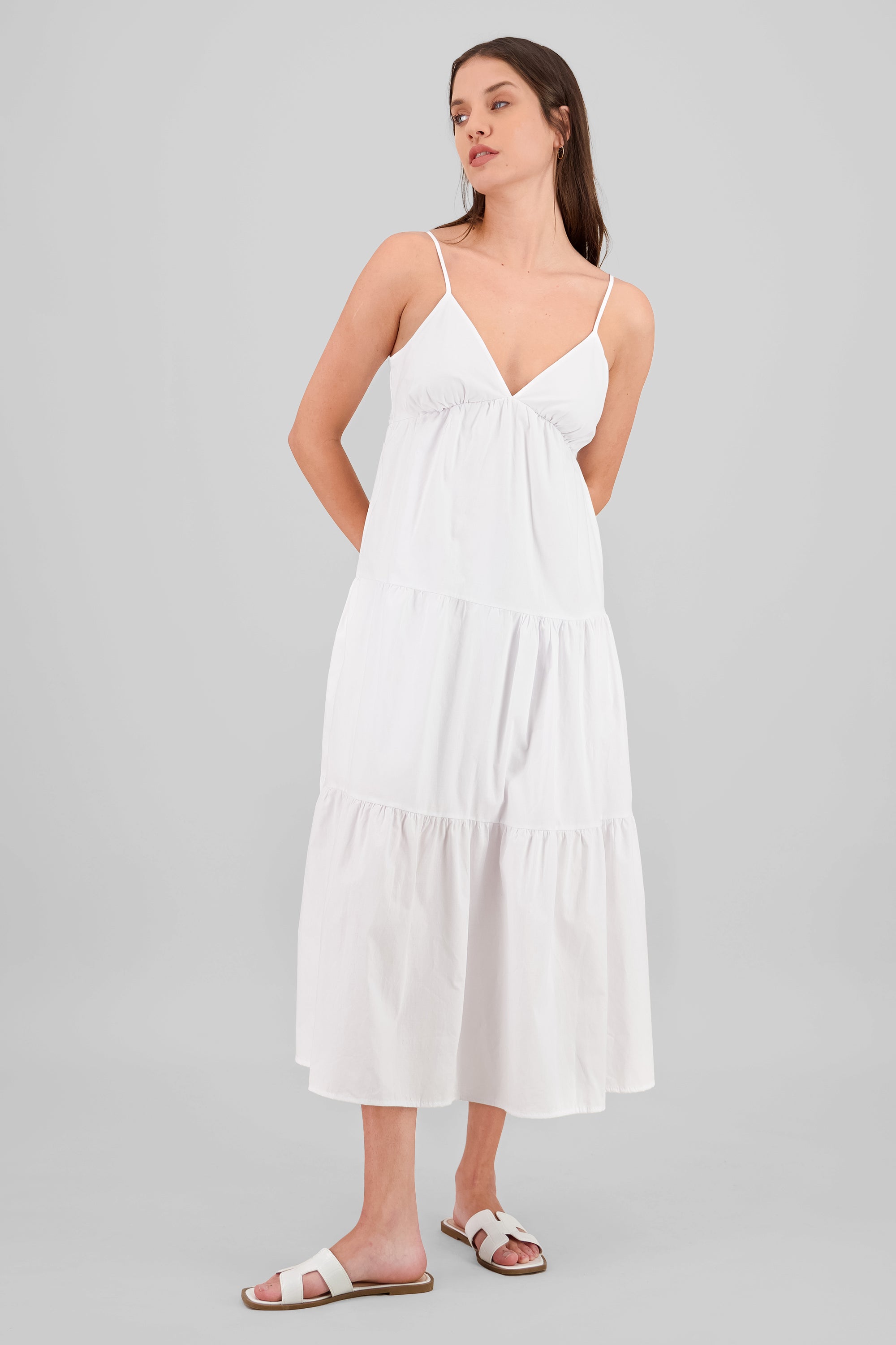 Vestido maxi liso BLANCO