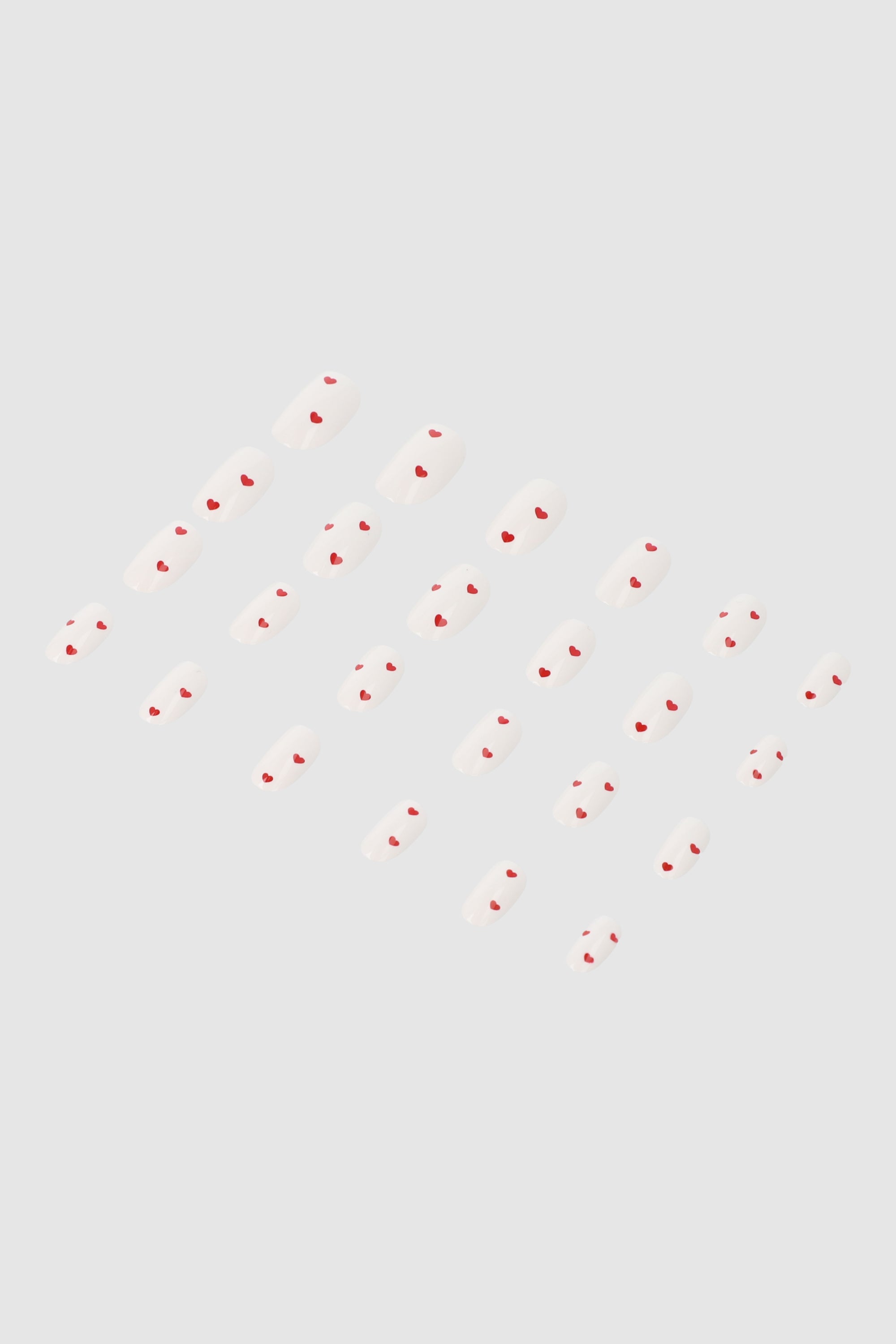 Set 24 uñas mini corazones BLANCO