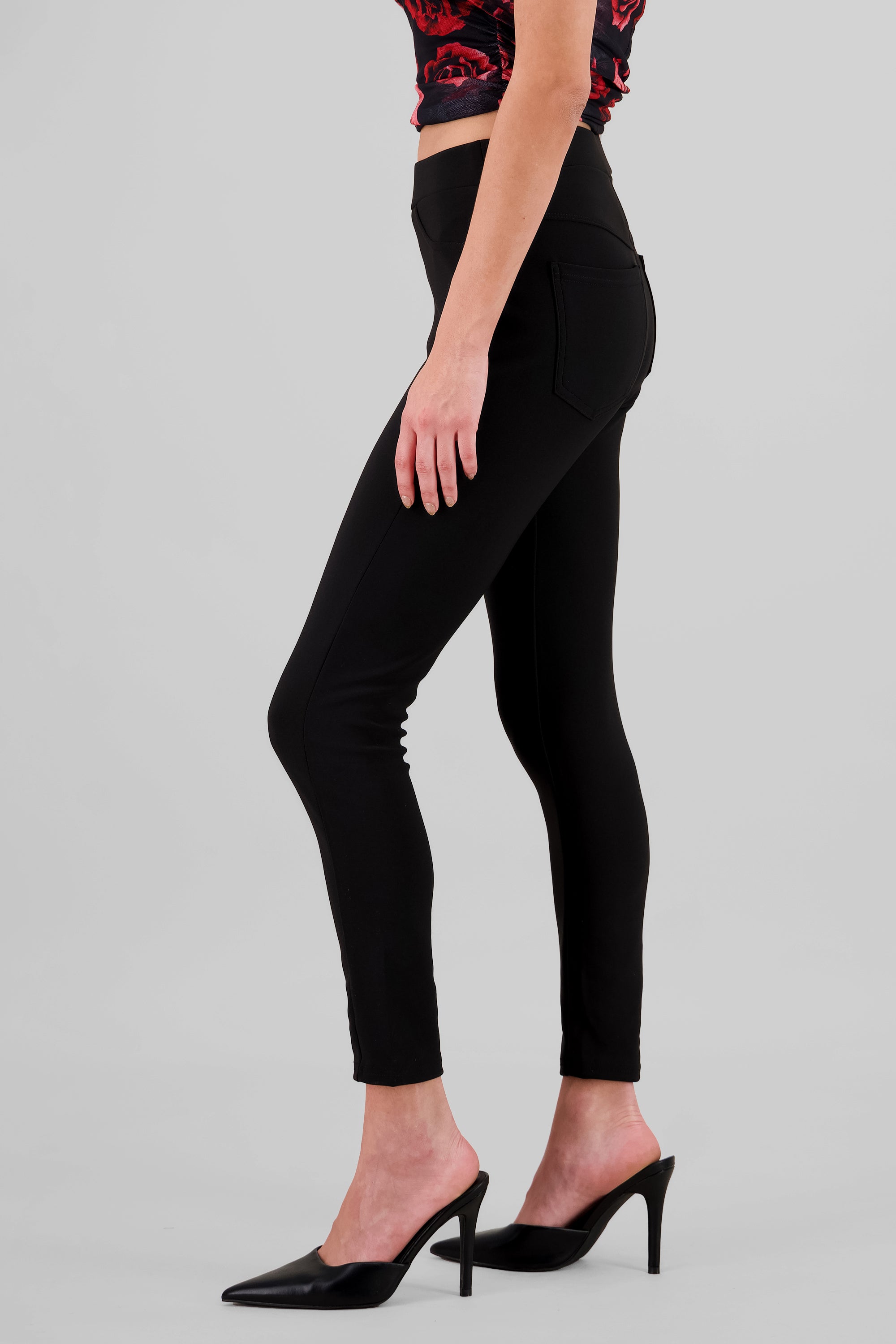 Leggings con bolsas liso NEGRO