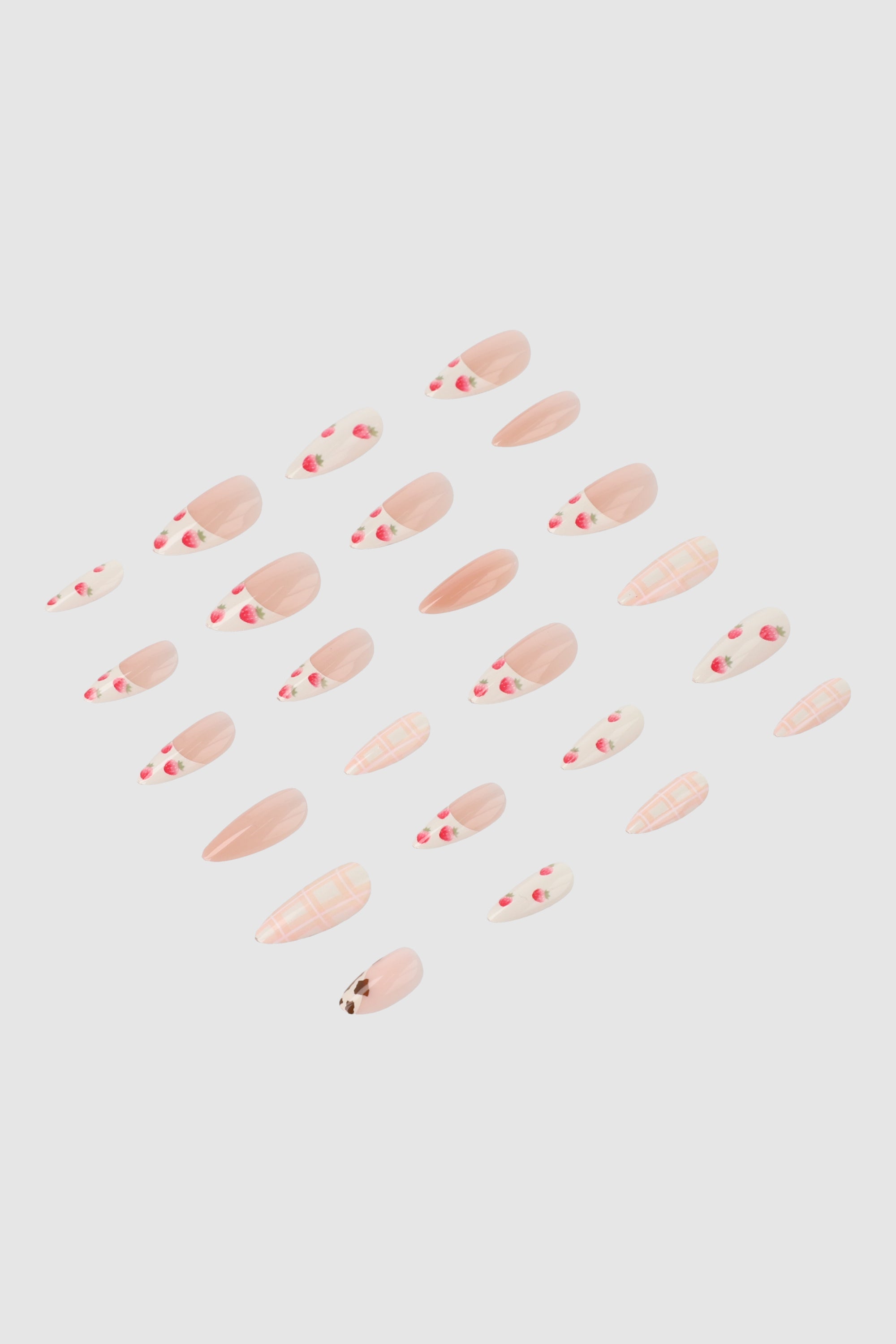 Set 24 uñas french fresas BLANCO
