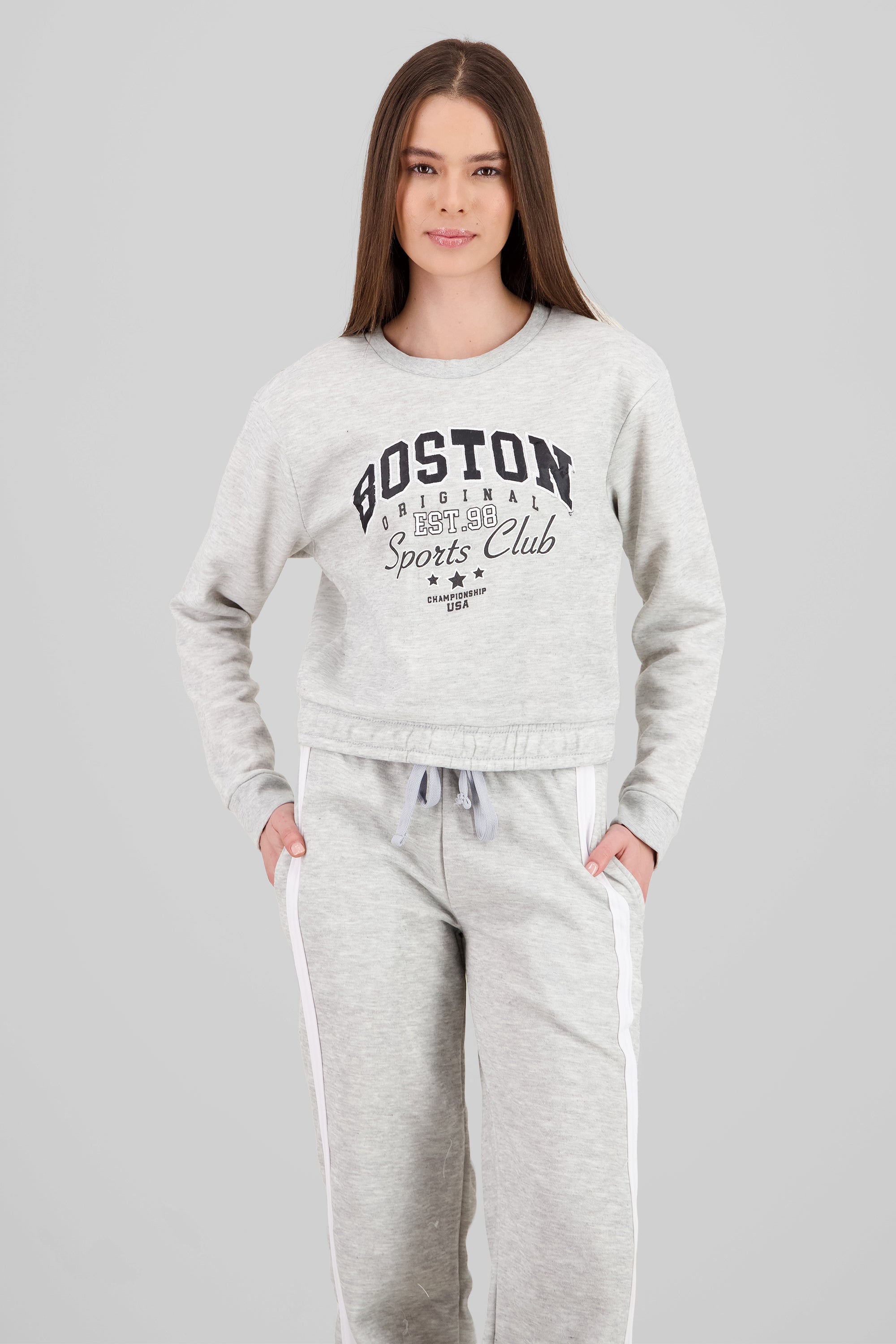 Sudadera de boston cropped GRIS