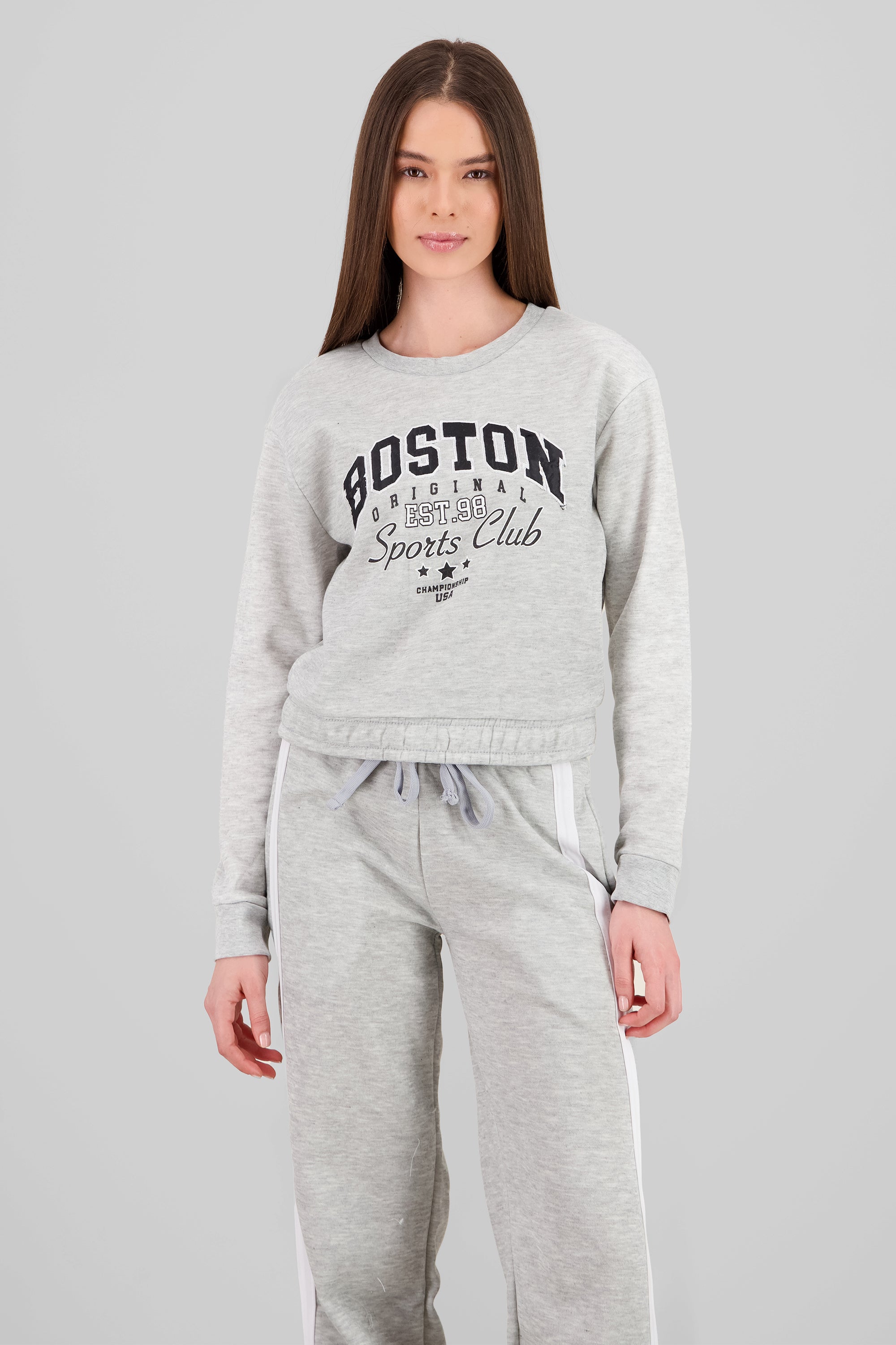 Sudadera de boston cropped GRIS