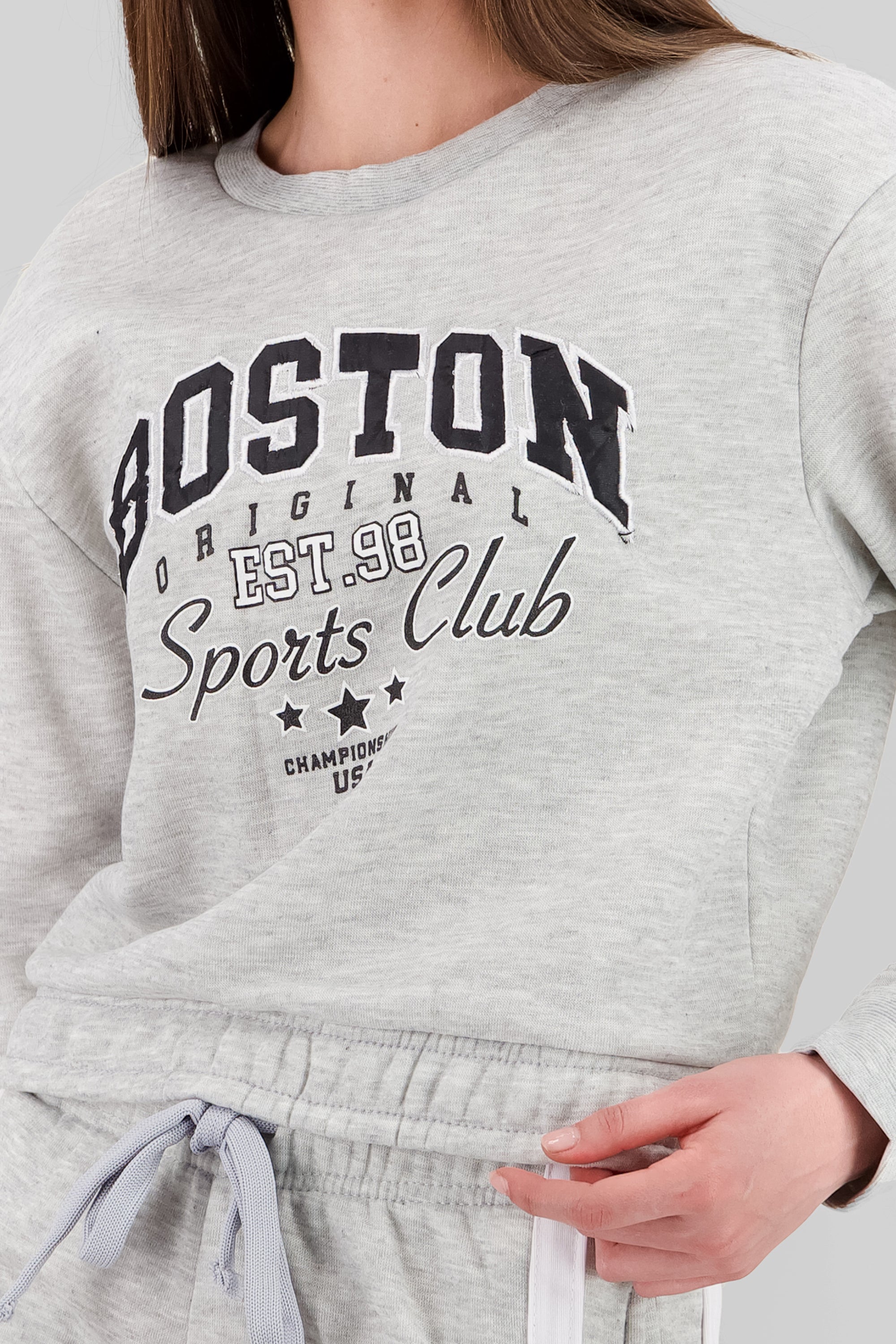 Sudadera de boston cropped GRIS