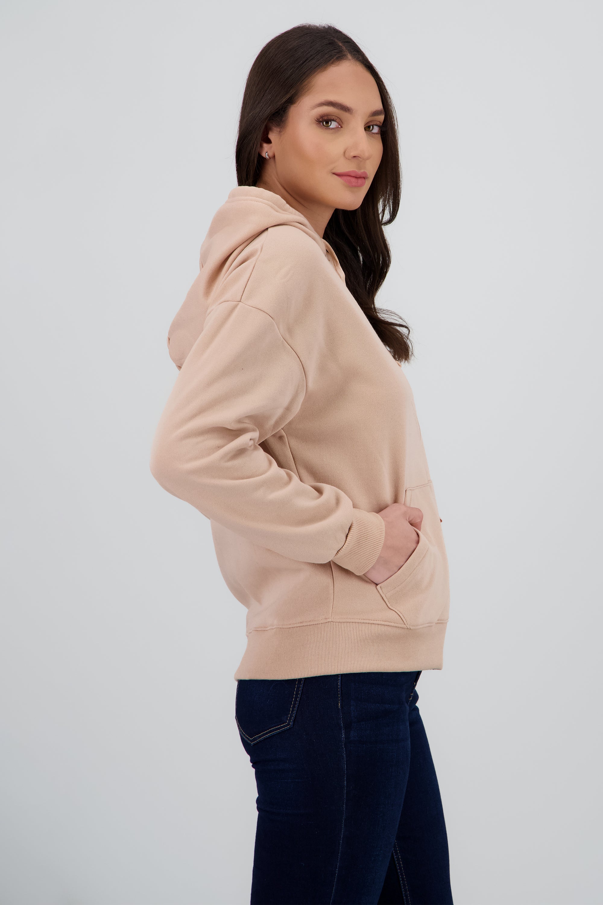 Sudadera con gorro lisa TAUPE