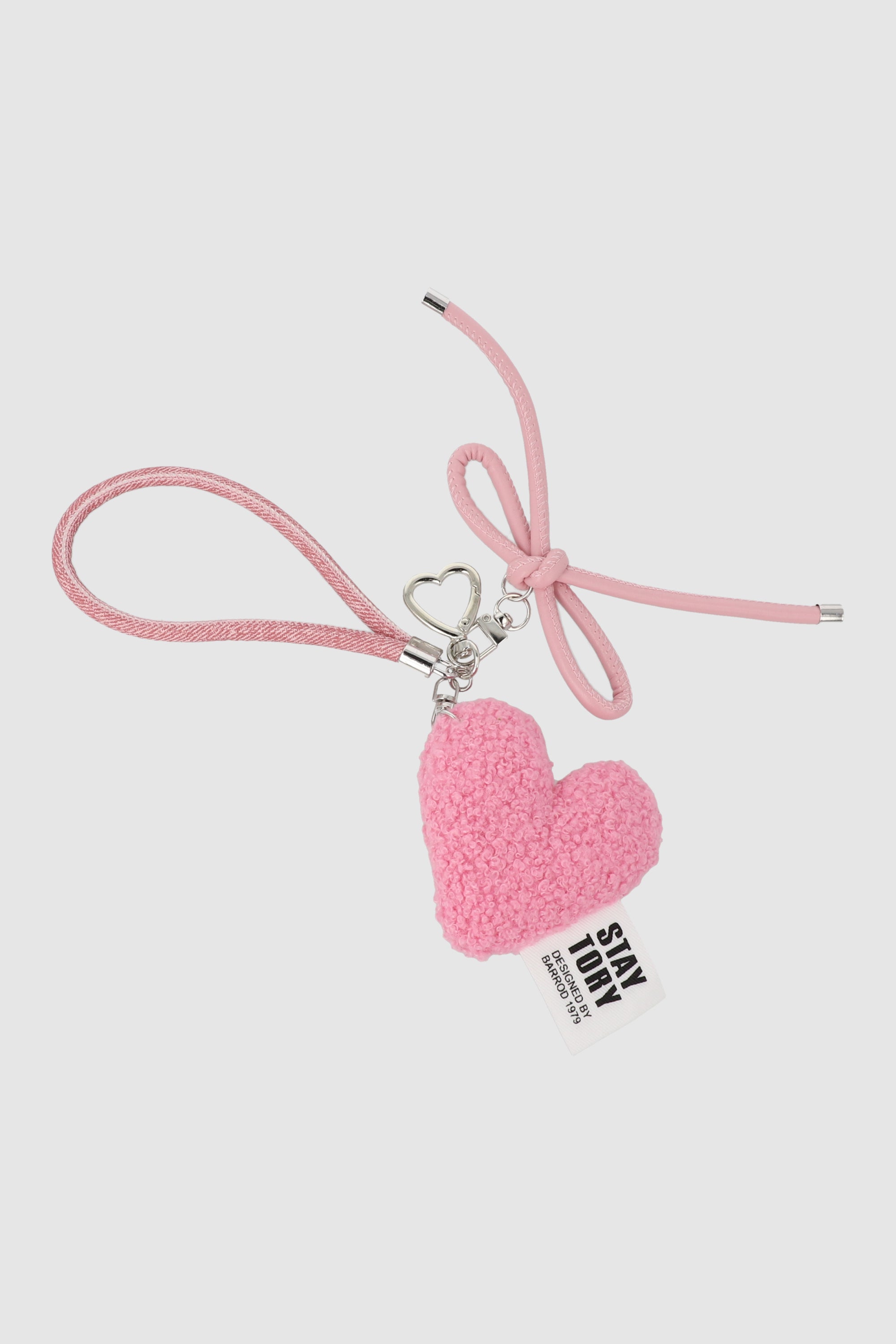 LLAVERO MOÑO CORAZON COLOR PALO DE ROSA