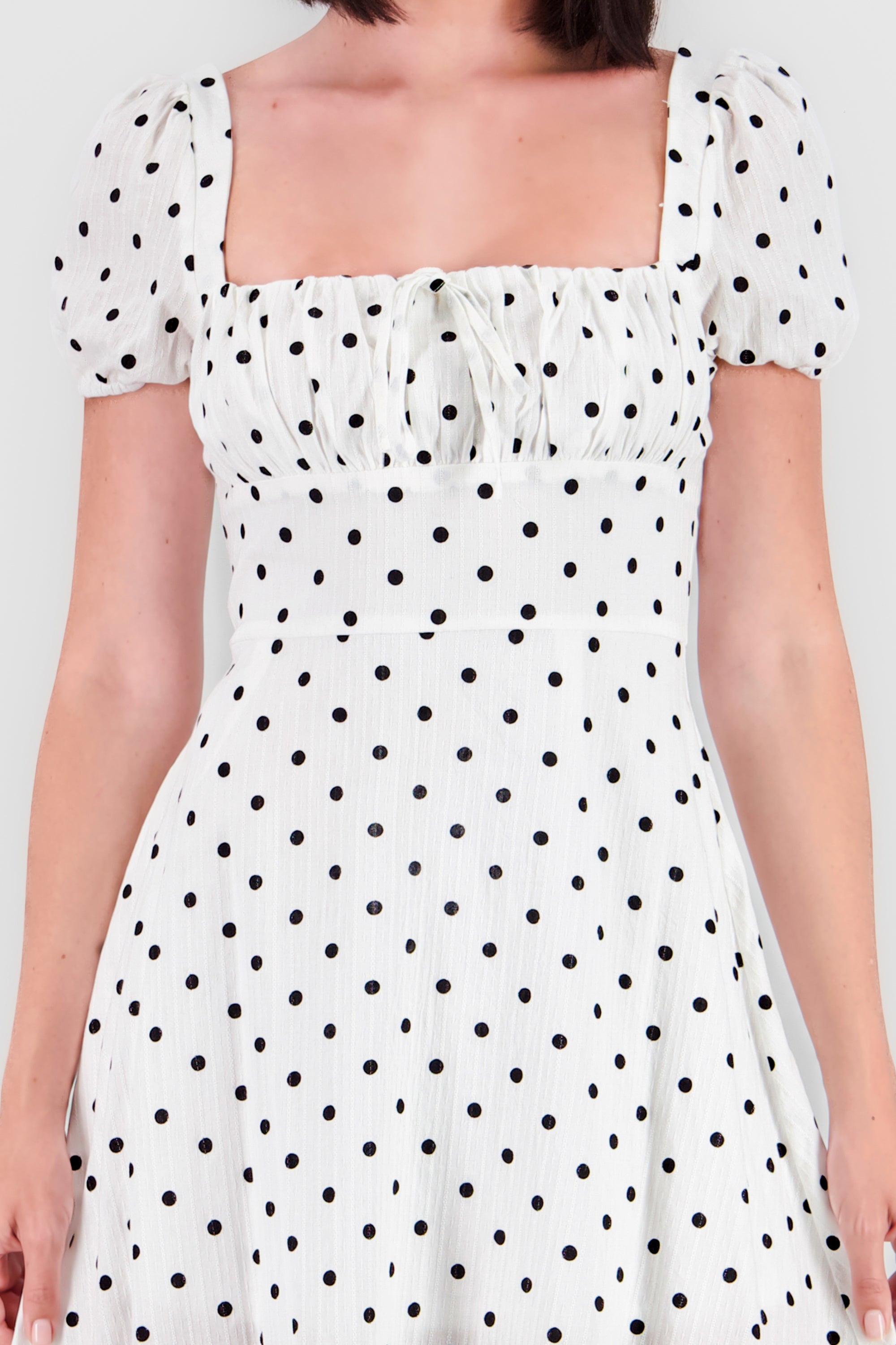 Vestido midi estampado polka BLANCO COMBO