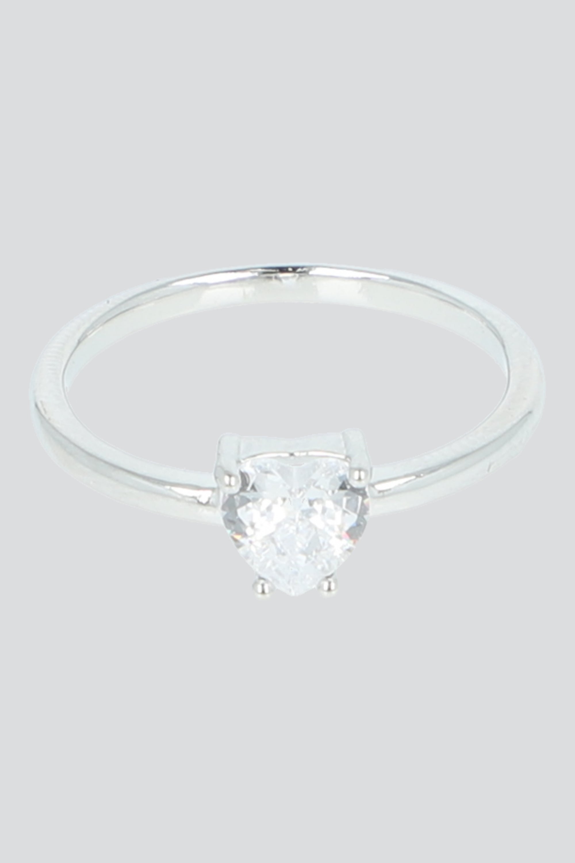 ANILLO CORAZON CRISTAL PQ PLATA