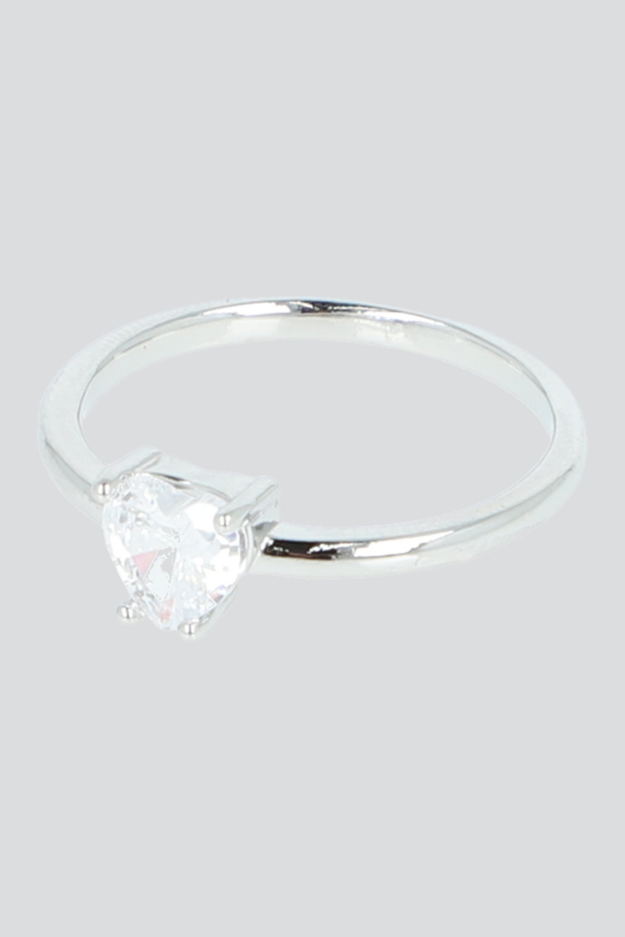 ANILLO CORAZON CRISTAL PQ PLATA
