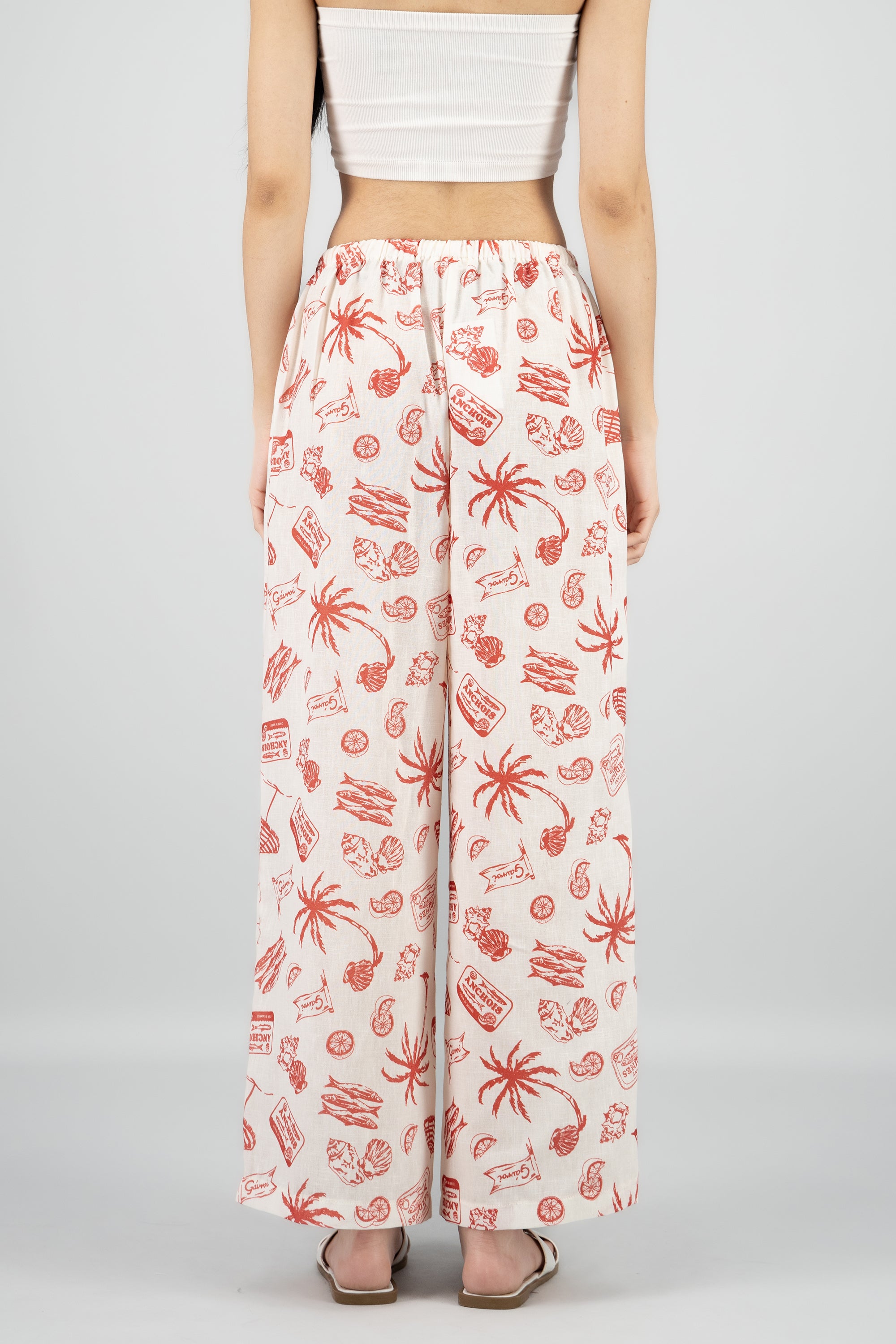 Pantalones estampado tropical ROJO COMBO