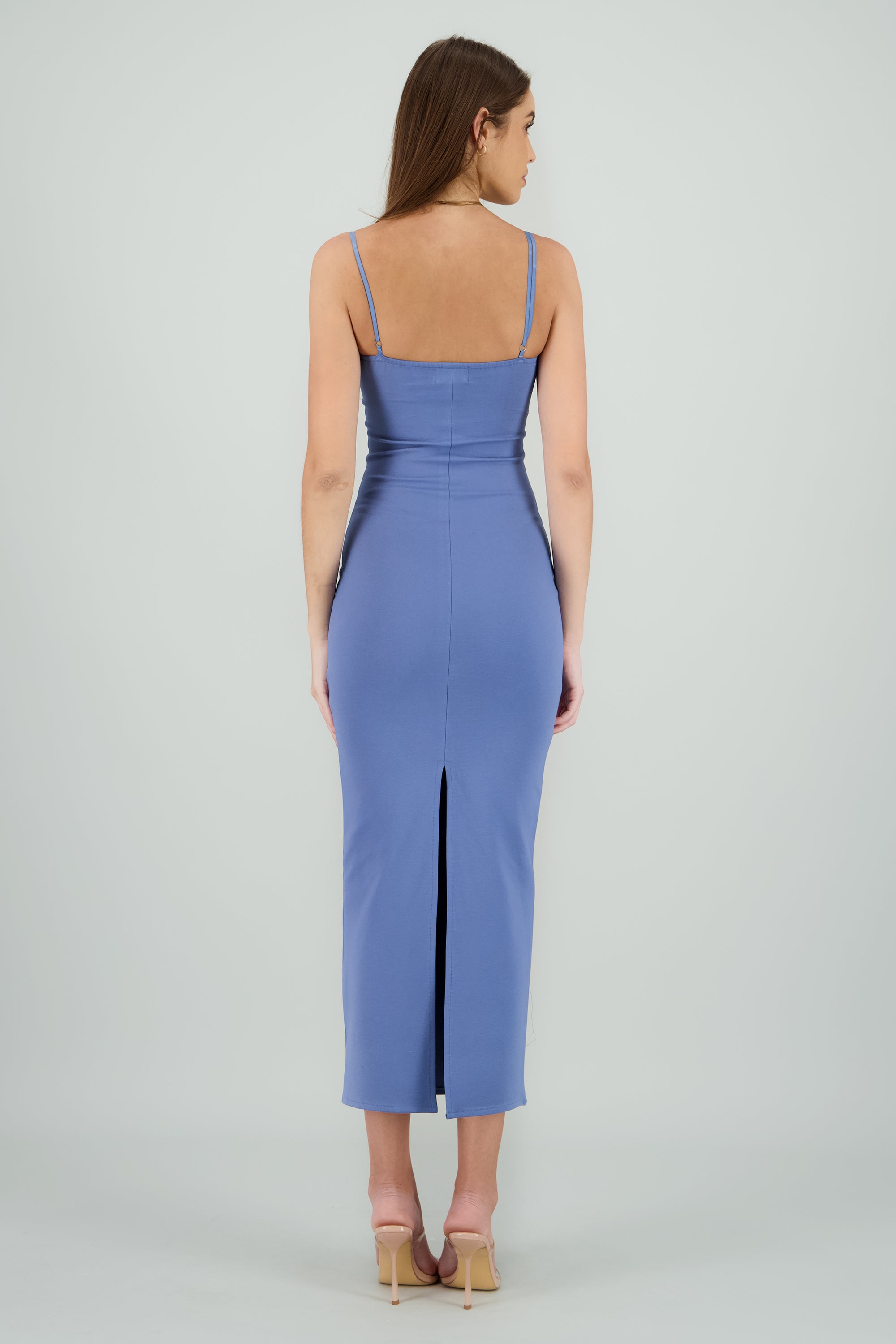 Maxi vestido bodycon liso AZUL
