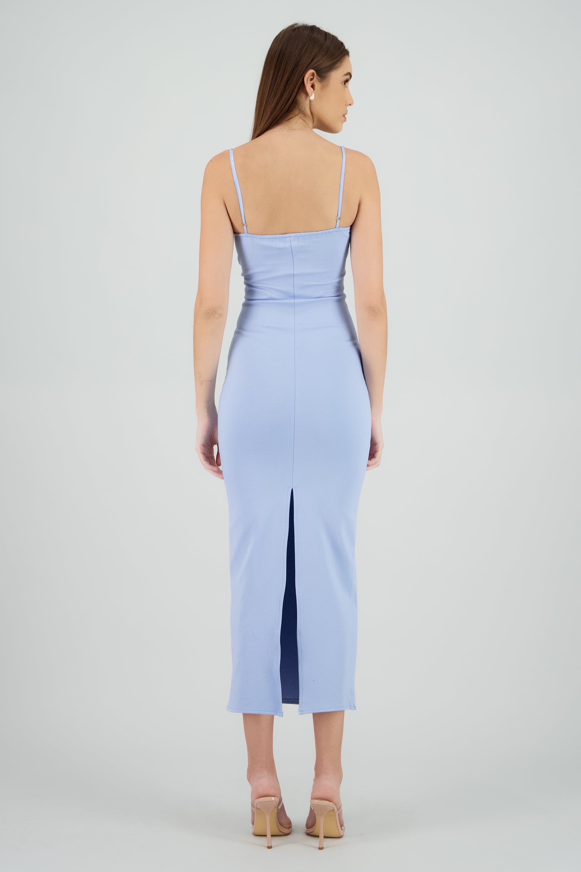 Maxi vestido bodycon liso AZUL CIELO
