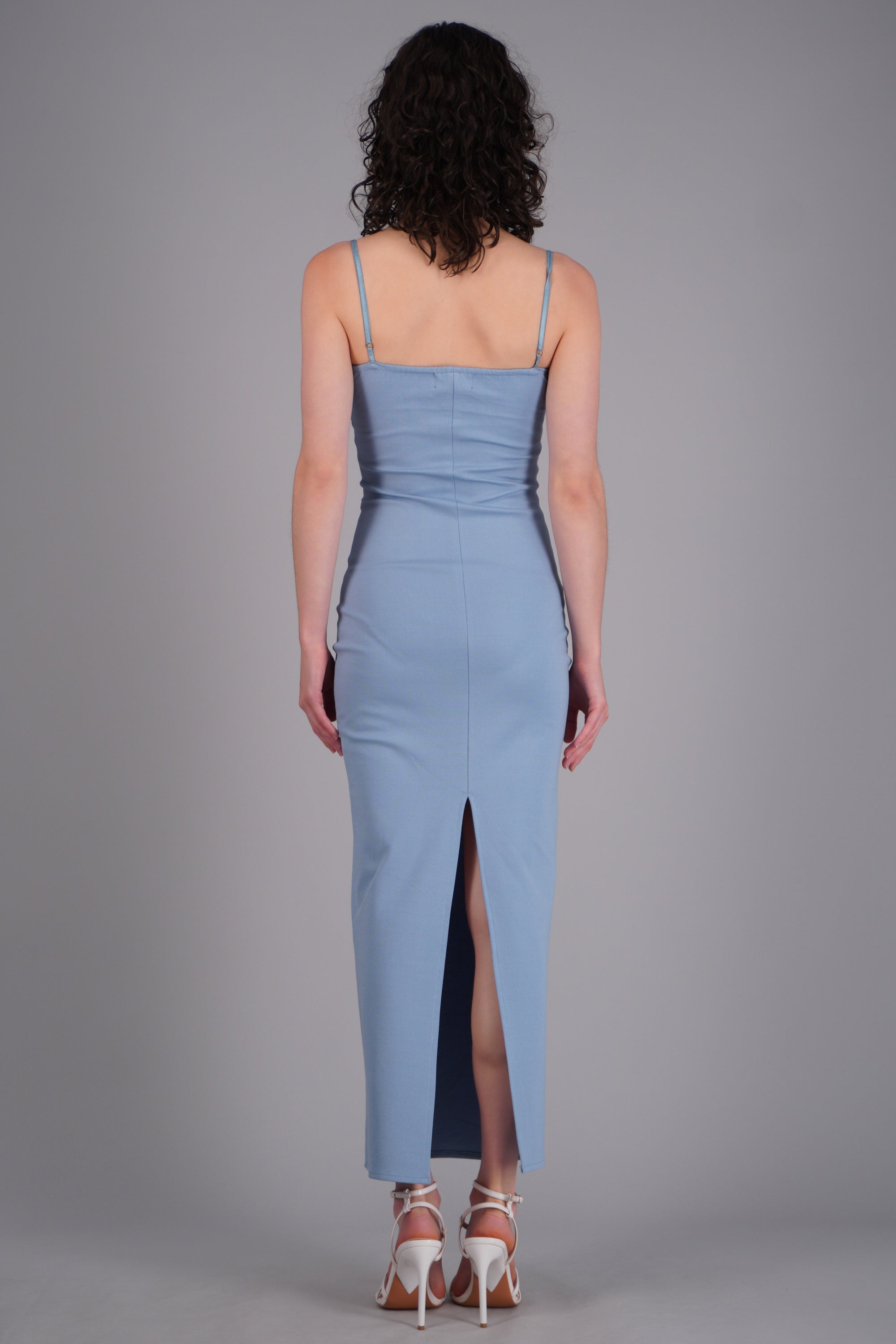 Maxi vestido bodycon liso AZUL PASTEL