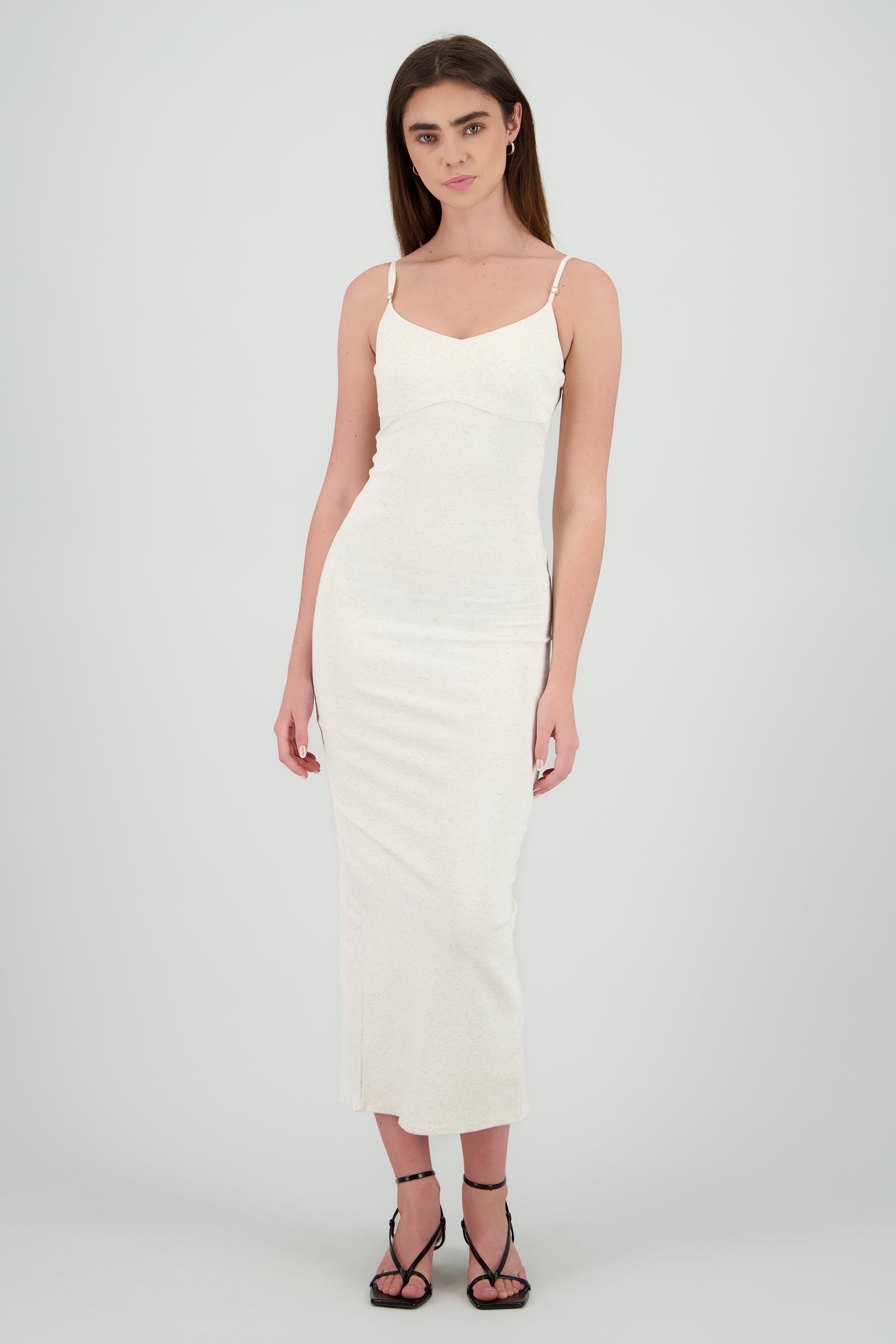 Maxi vestido bodycon liso CREMA