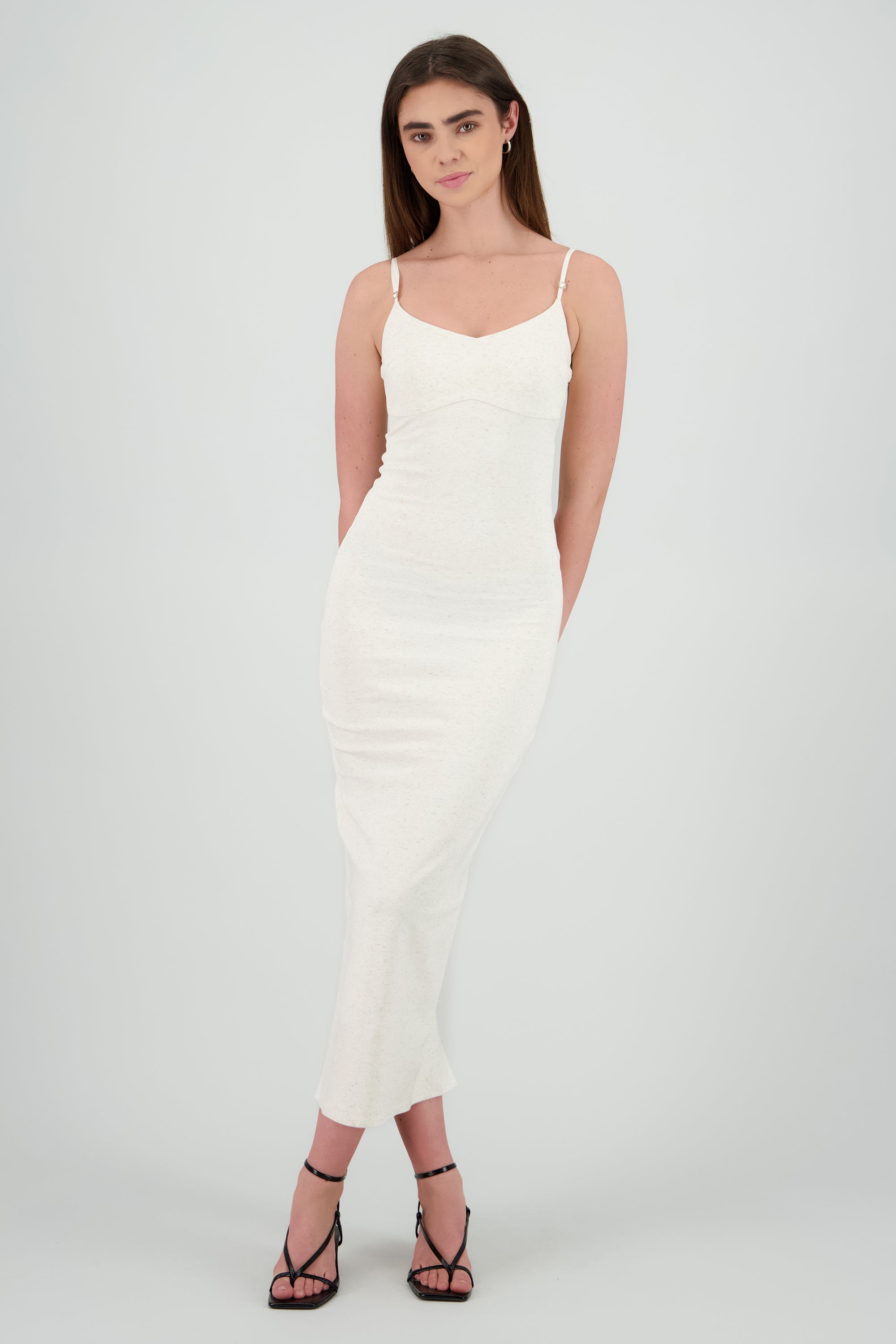 Maxi vestido bodycon liso CREMA