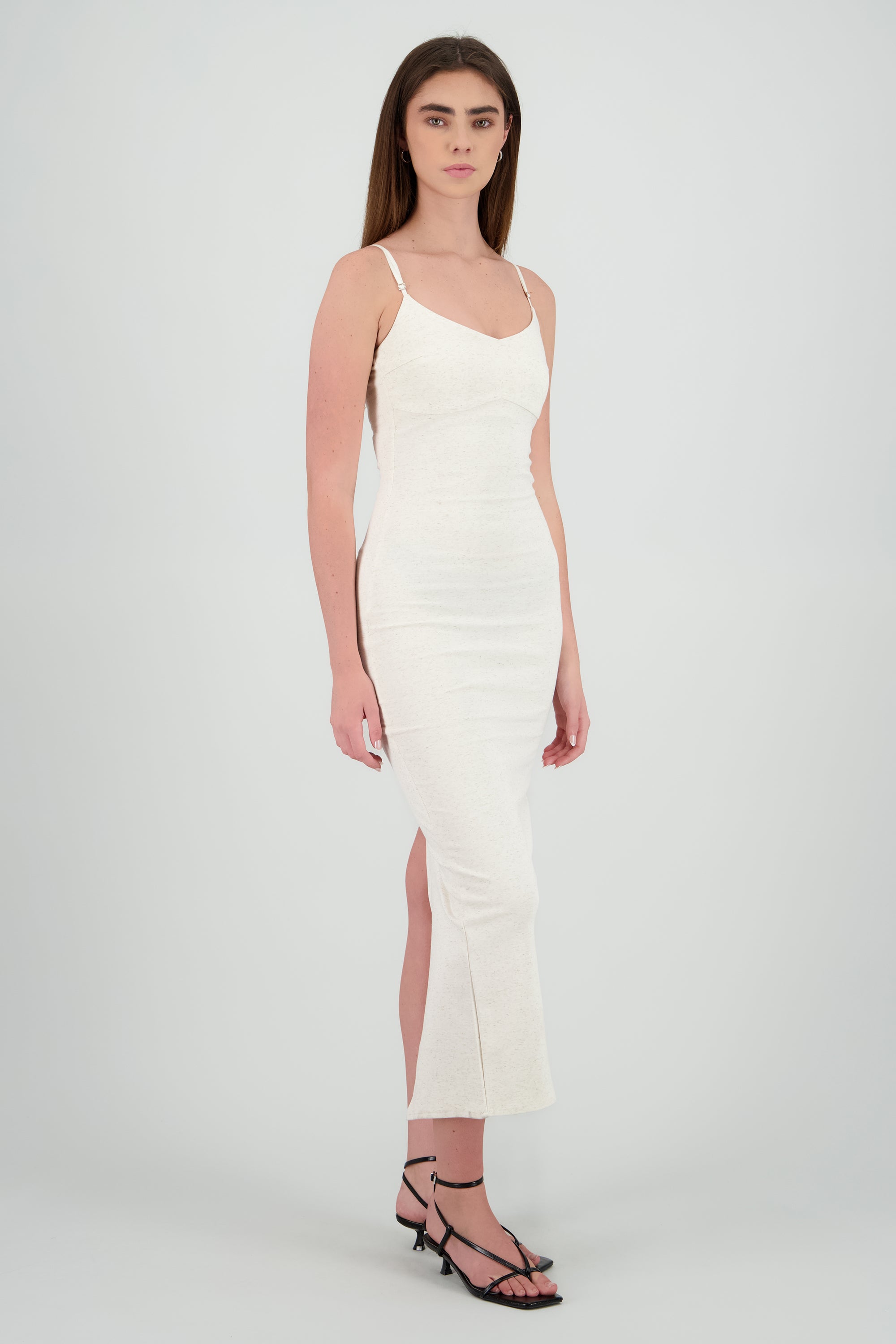 Maxi vestido bodycon liso CREMA