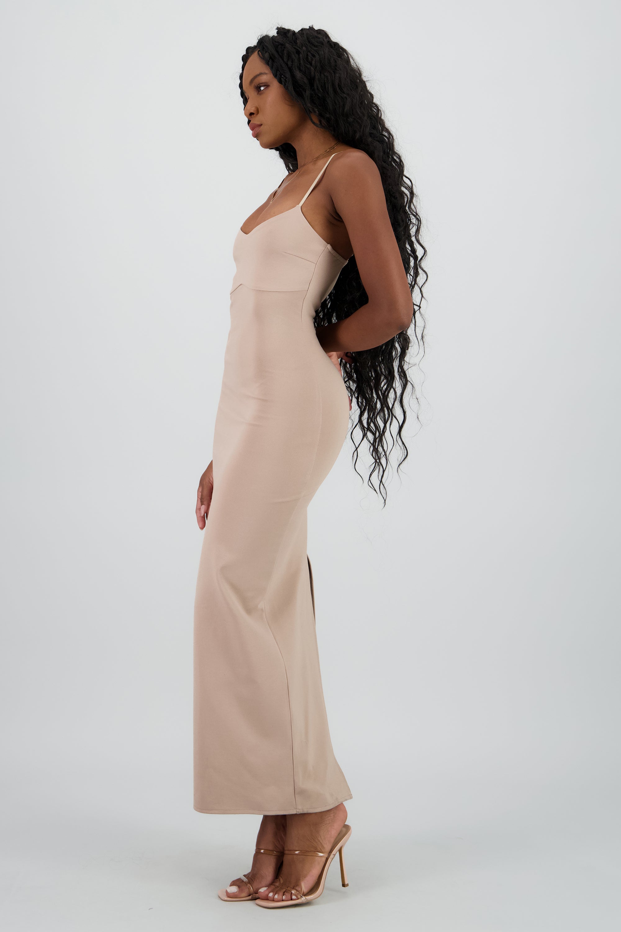 Maxi vestido bodycon liso TAUPE