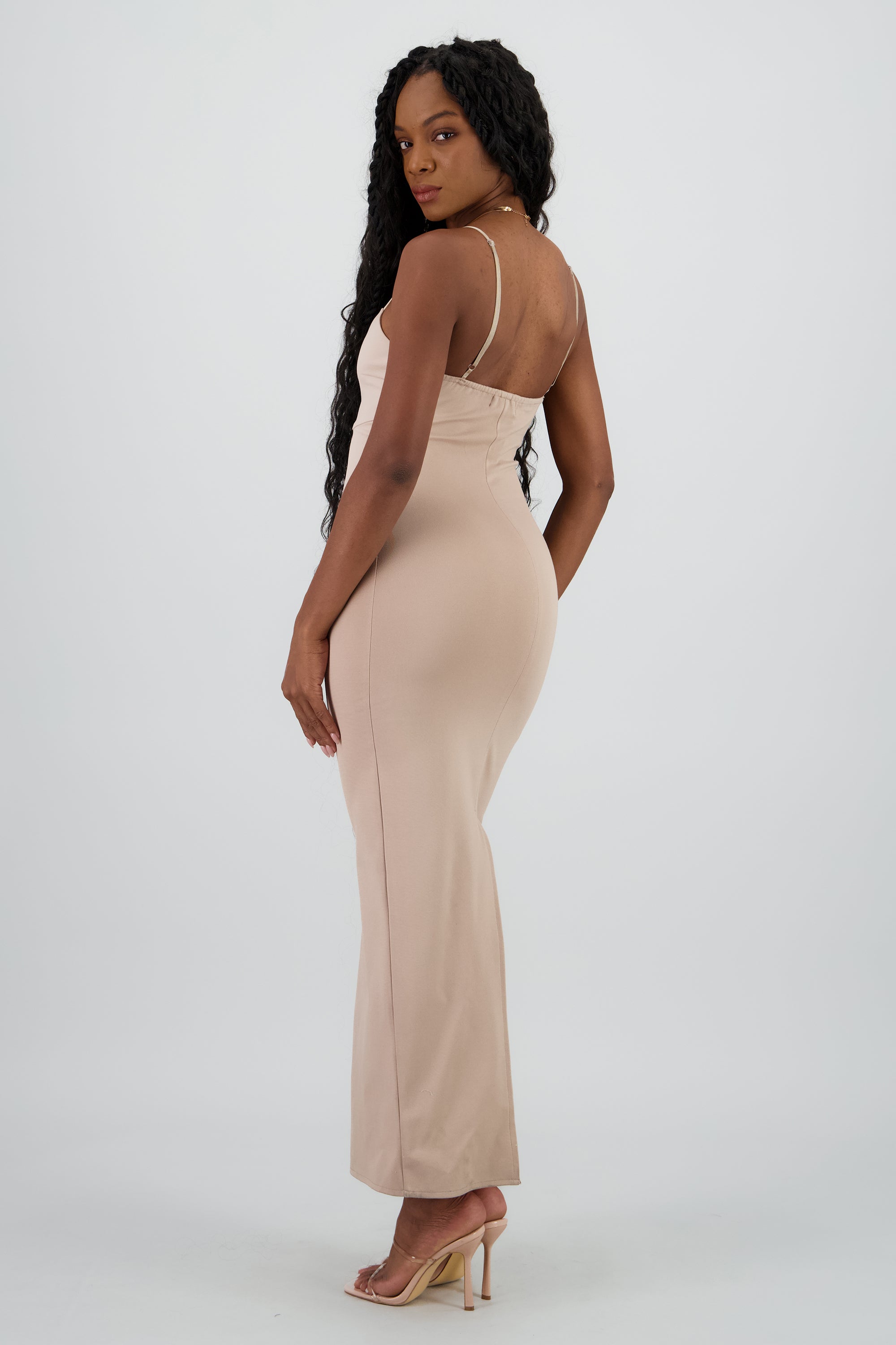 Maxi vestido bodycon liso TAUPE
