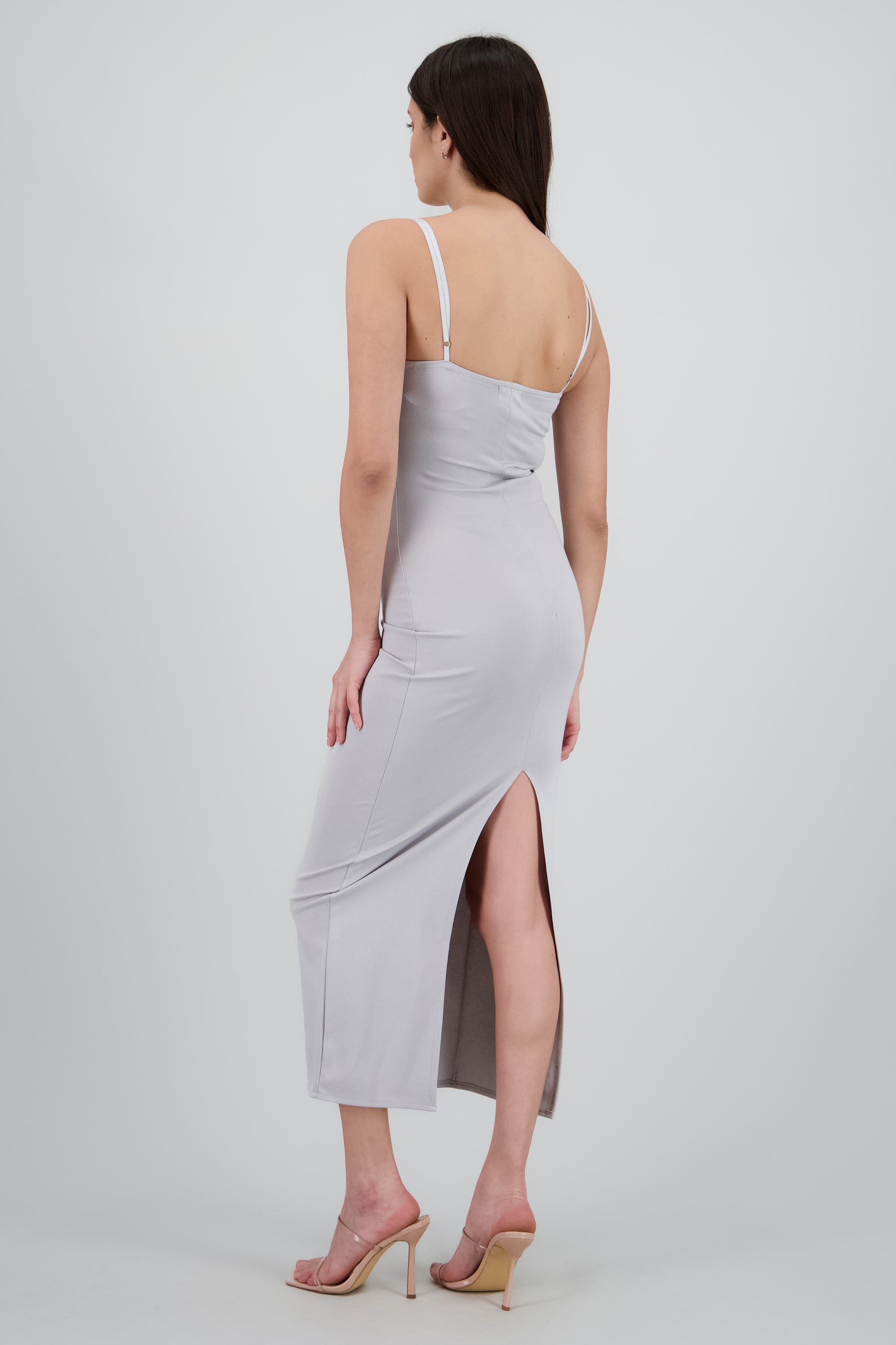 Maxi vestido bodycon liso GRIS CLARO
