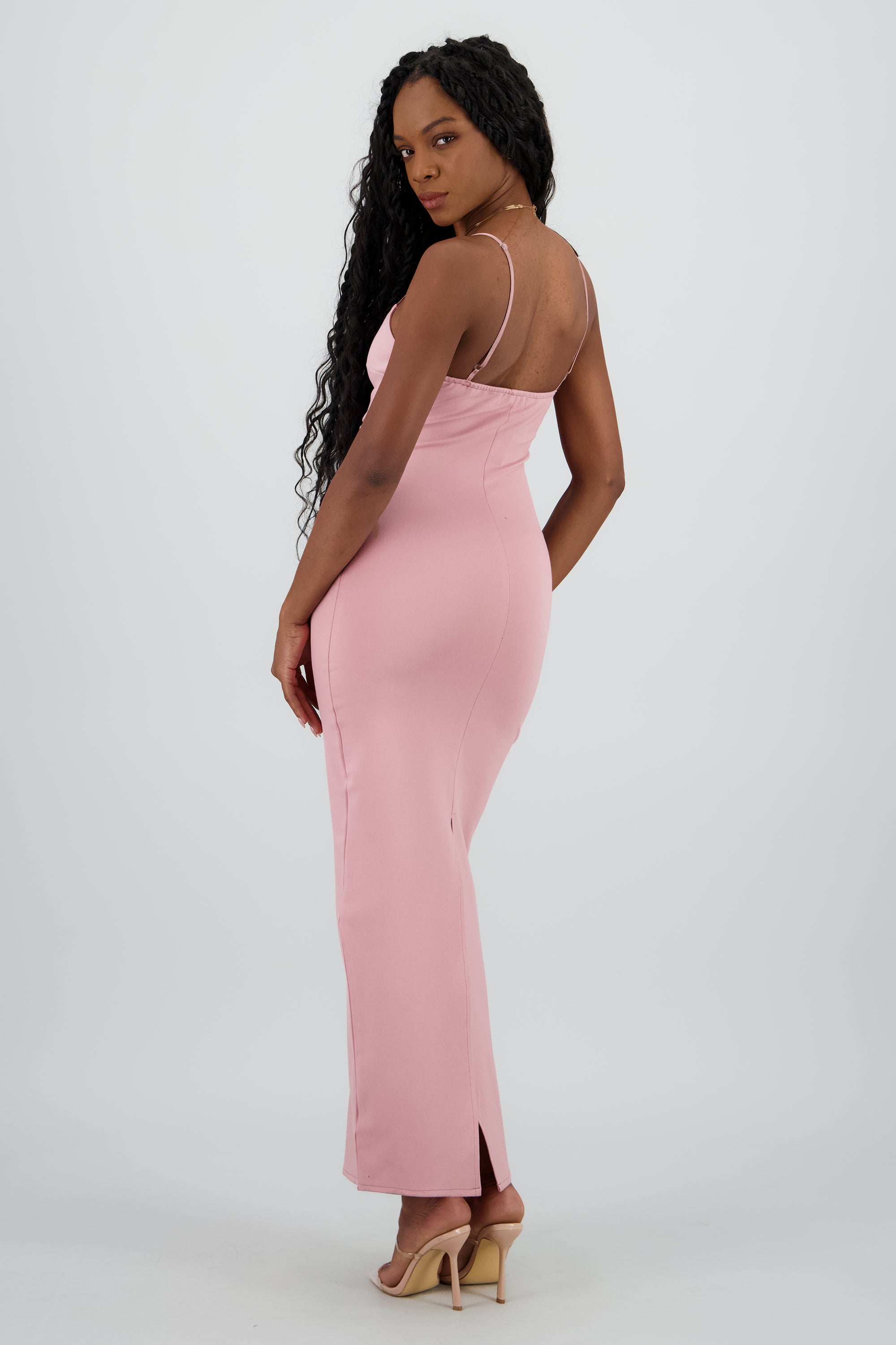 Maxi vestido bodycon liso ROSA