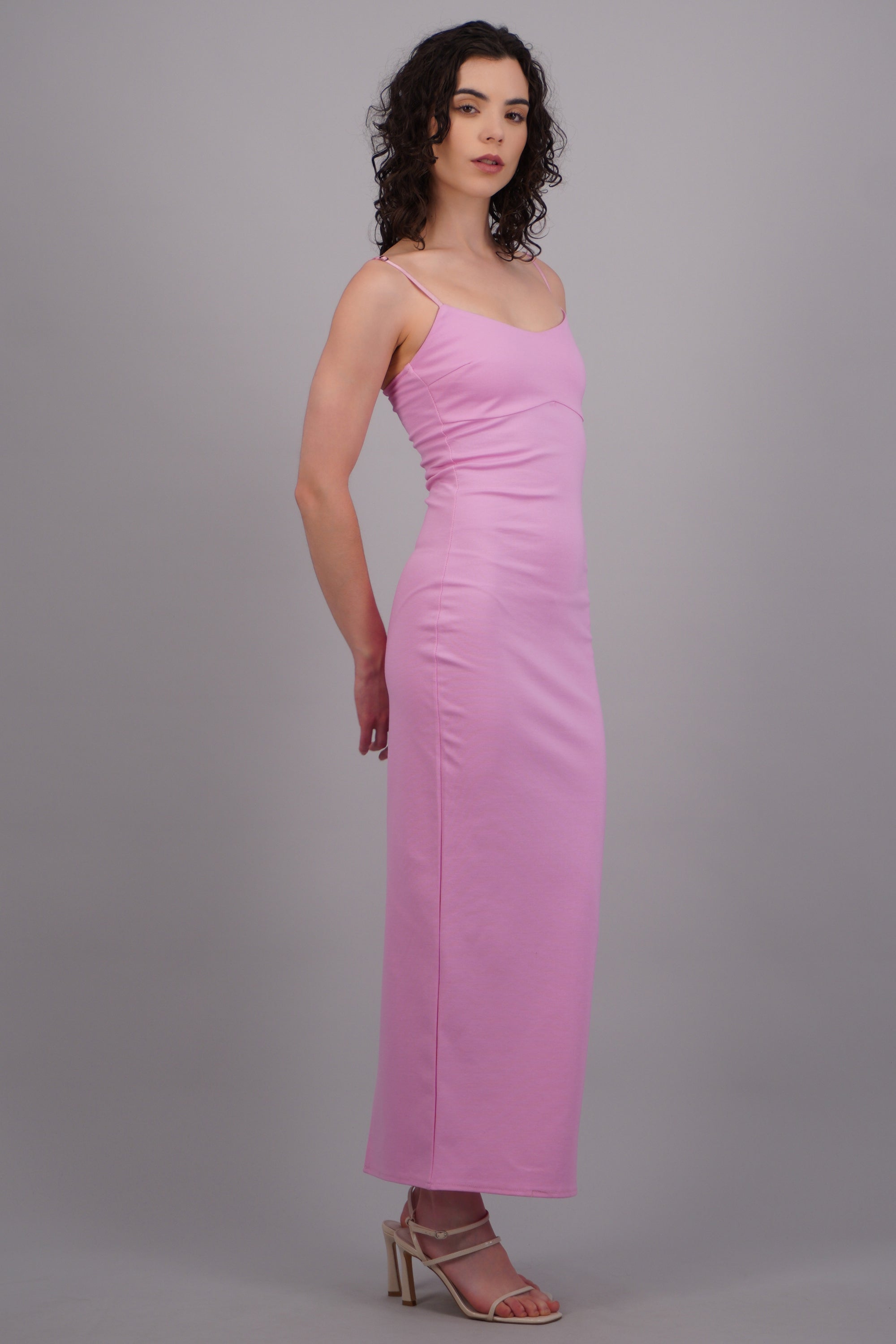 Maxi vestido bodycon liso ROSA PASTEL