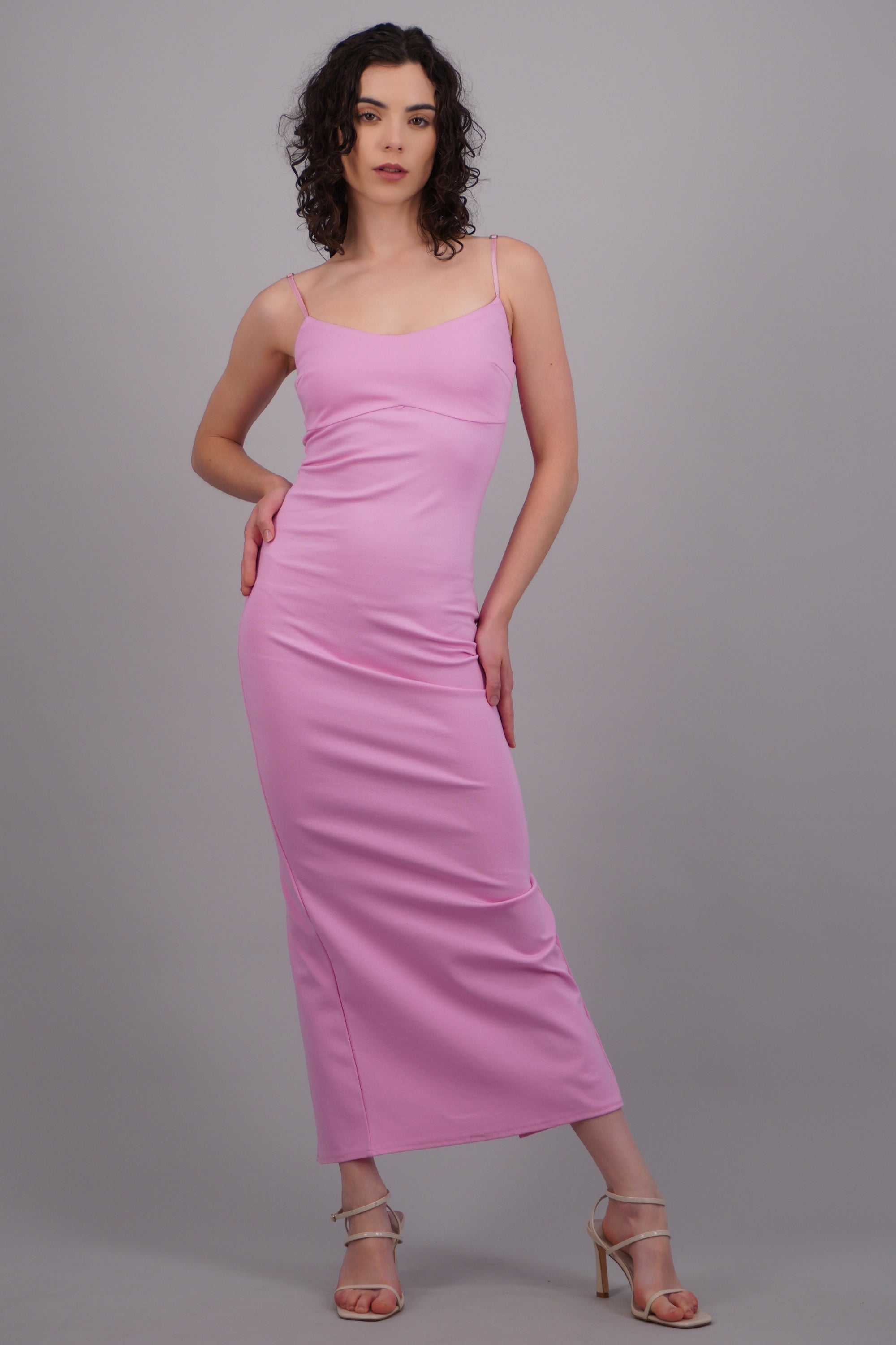 Maxi vestido bodycon liso ROSA PASTEL