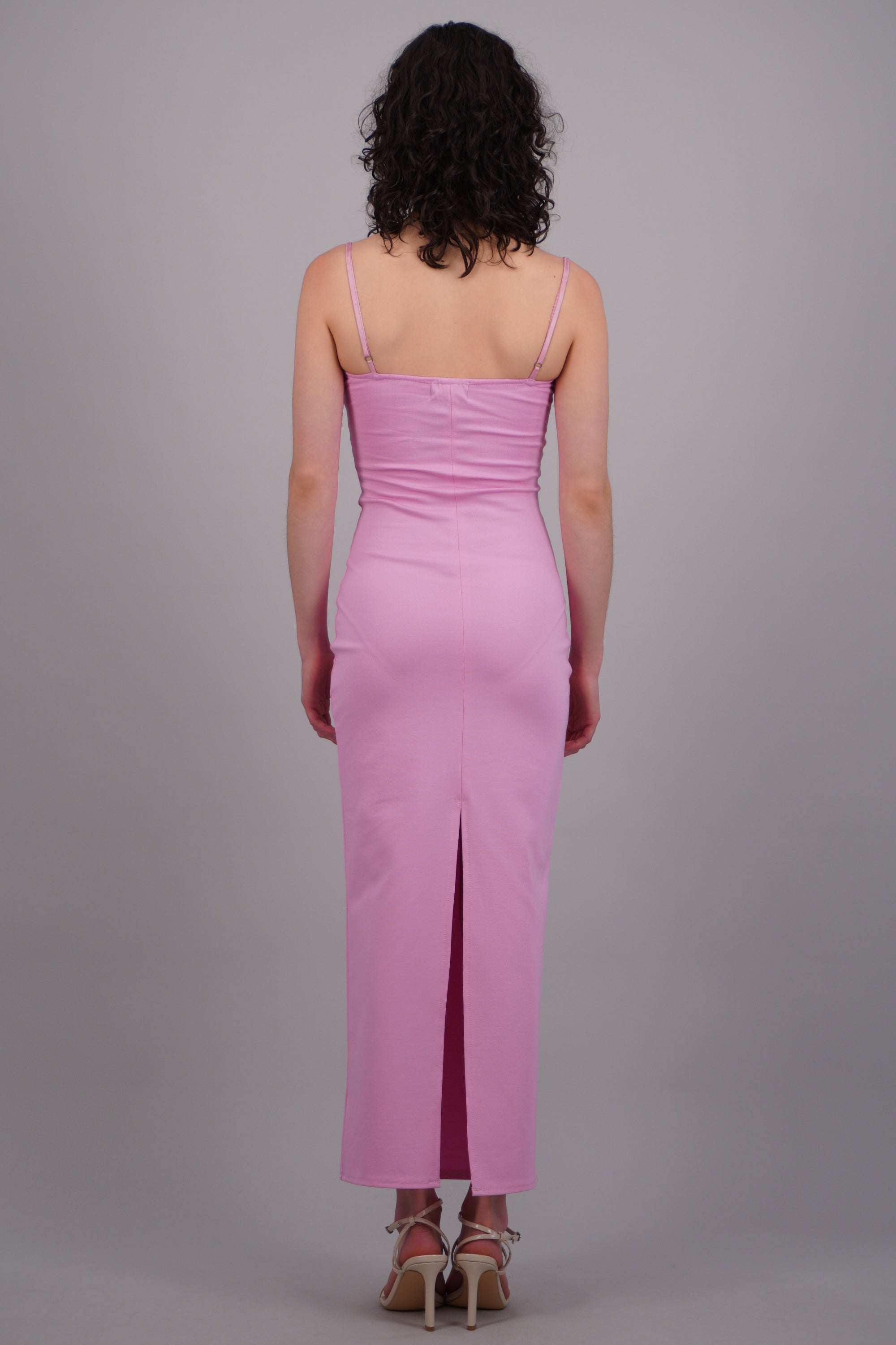 Maxi vestido bodycon liso ROSA PASTEL