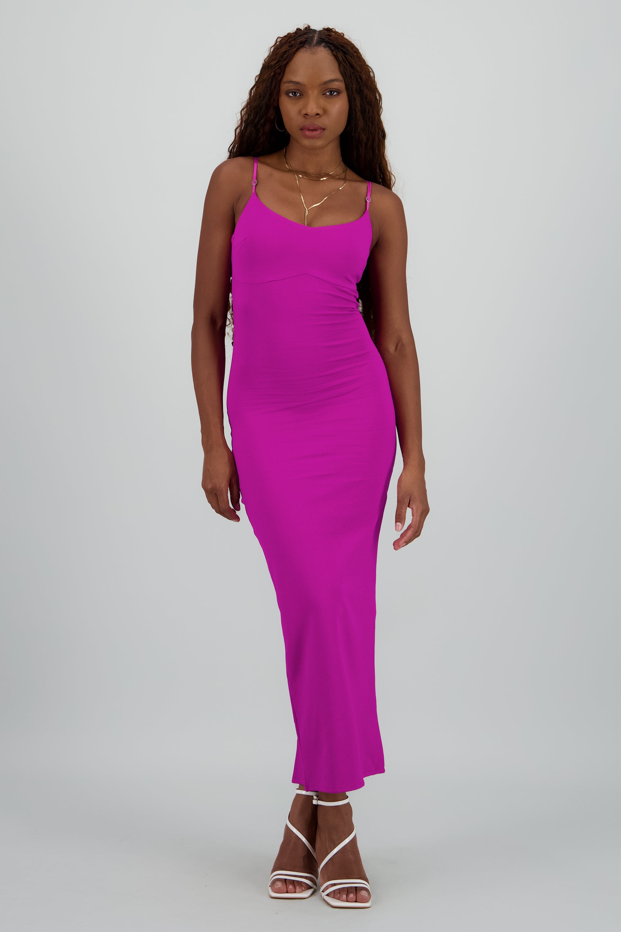 Maxi vestido bodycon liso MAGENTA