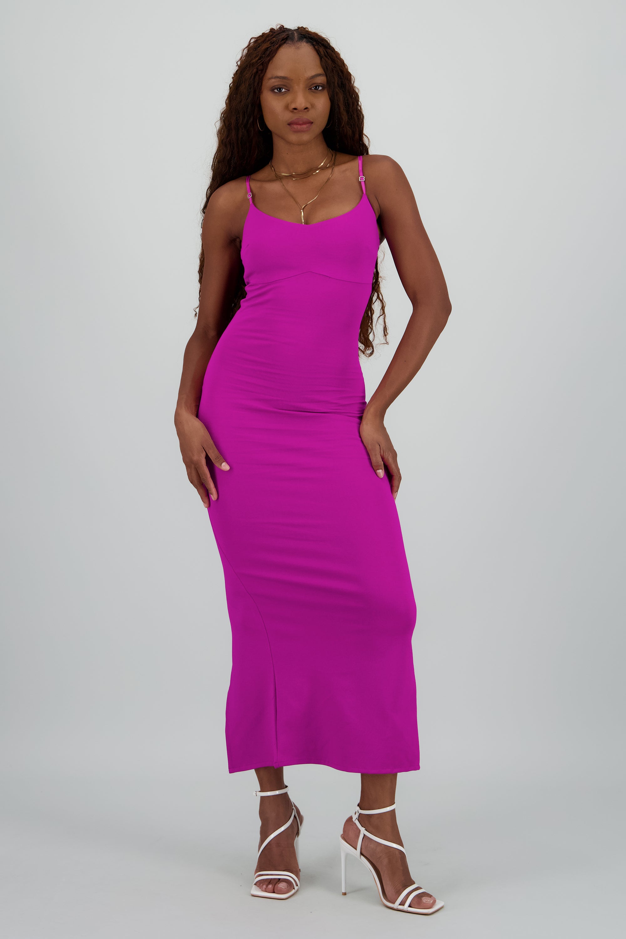 Maxi vestido bodycon liso MAGENTA