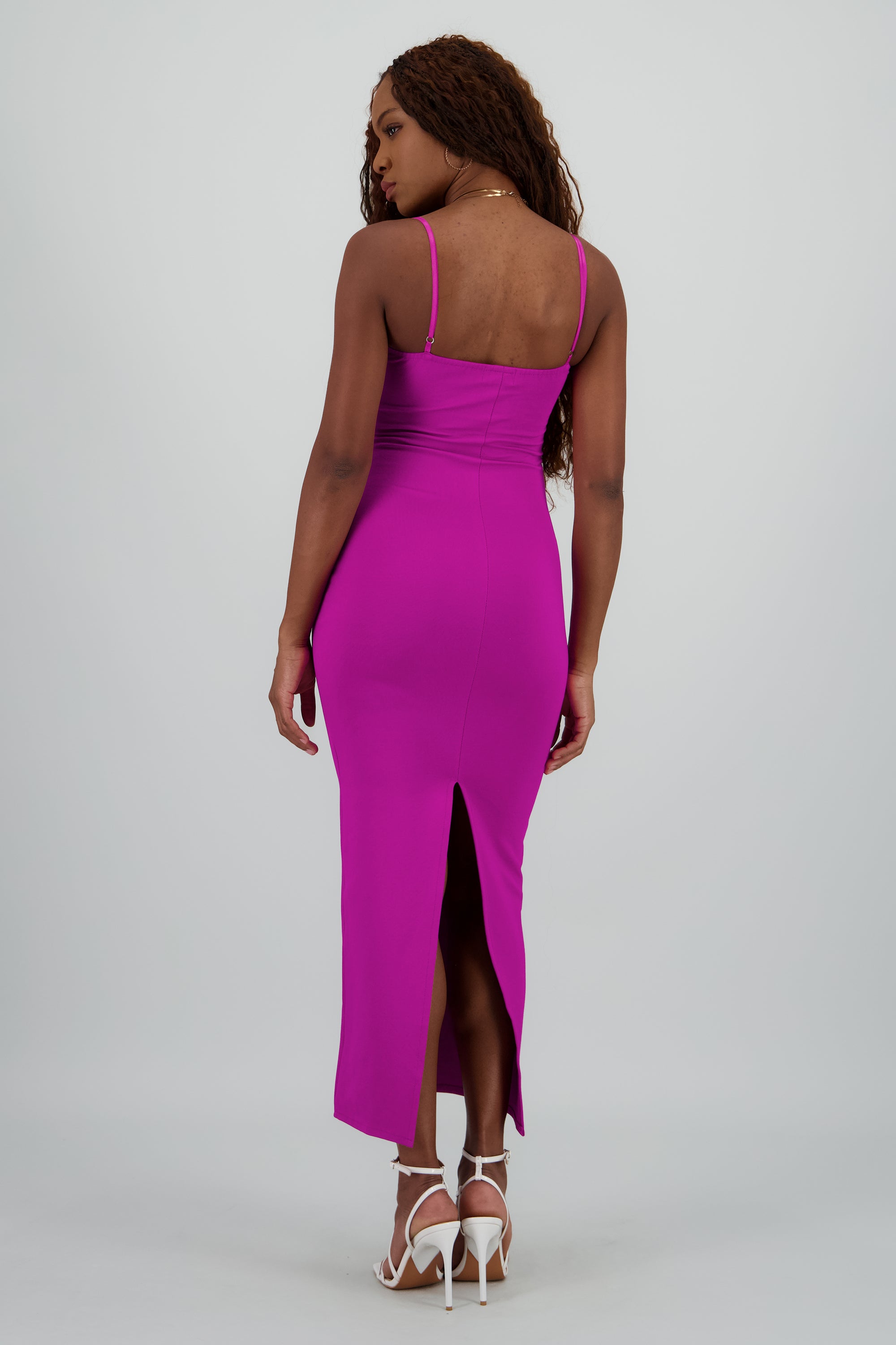 Maxi vestido bodycon liso MAGENTA