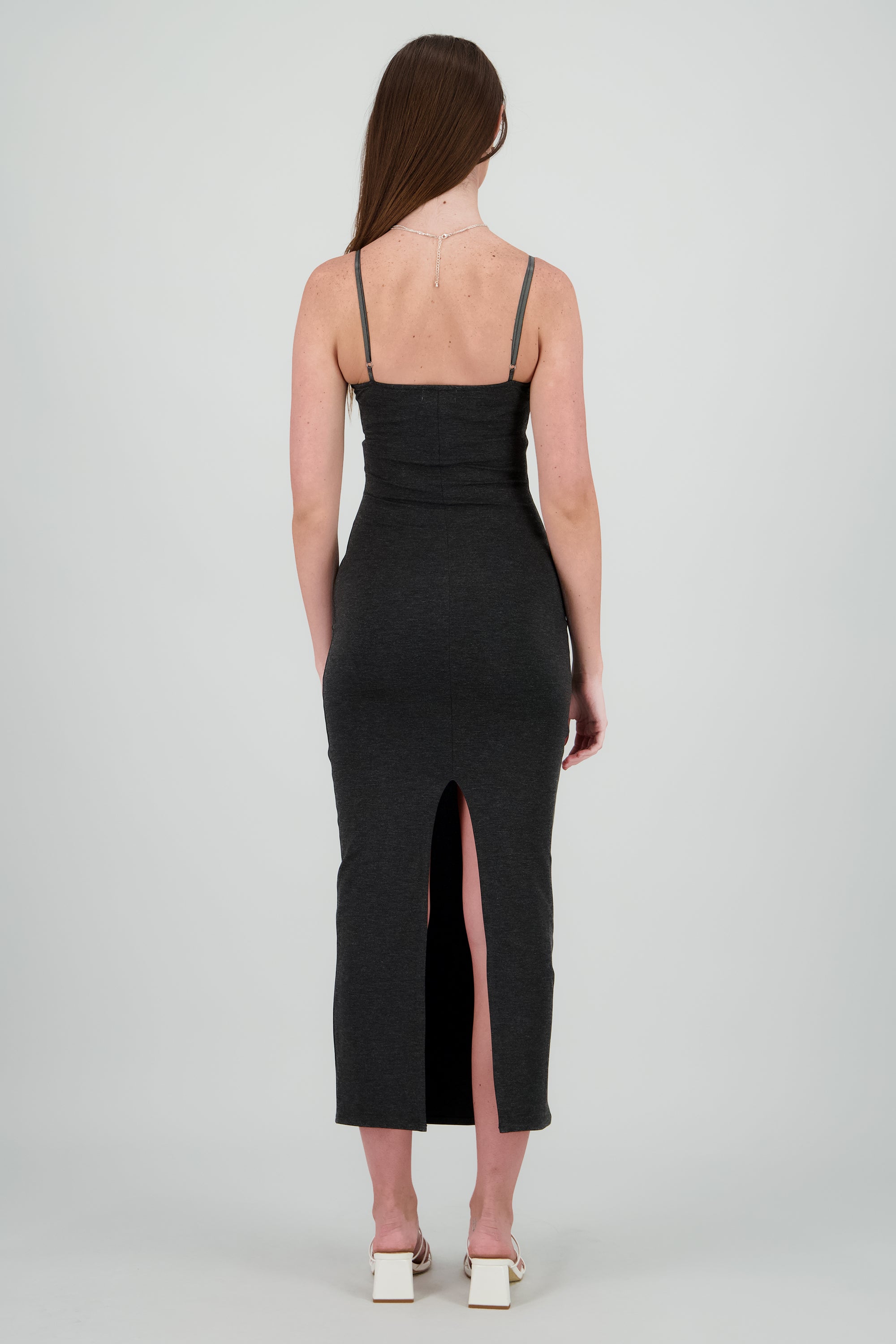 Maxi vestido bodycon liso GRIS OBSCURO
