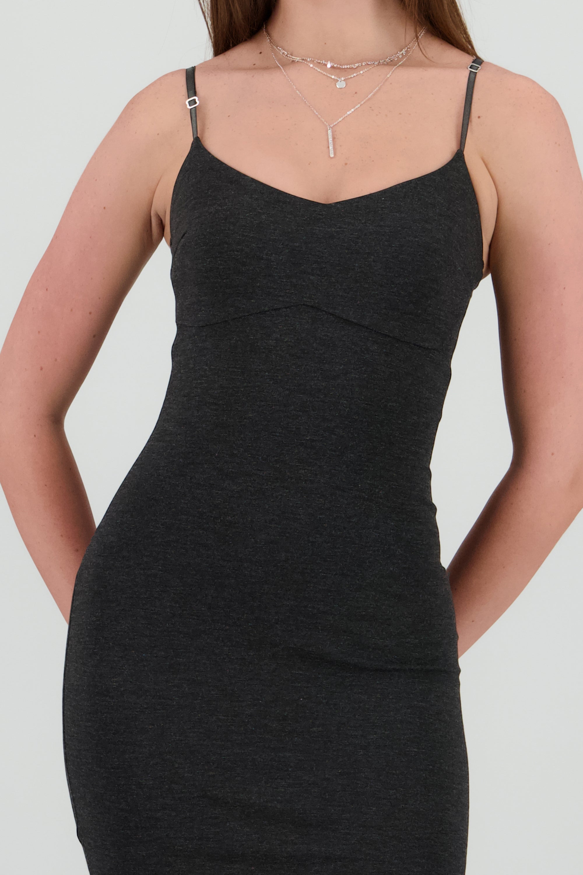 Maxi vestido bodycon liso GRIS OBSCURO