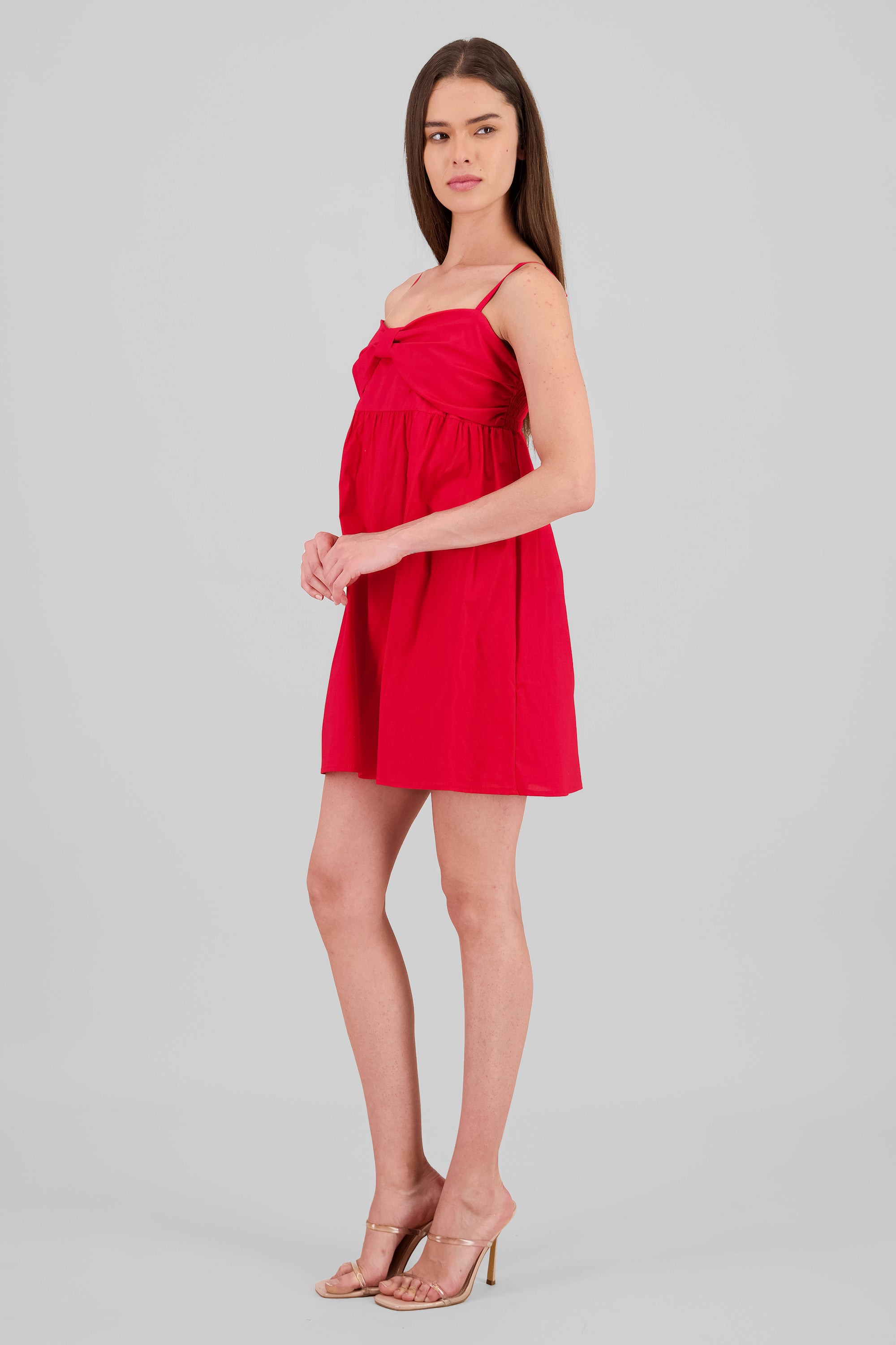 Vestido mini popelina moño escote Hypsters ROJO