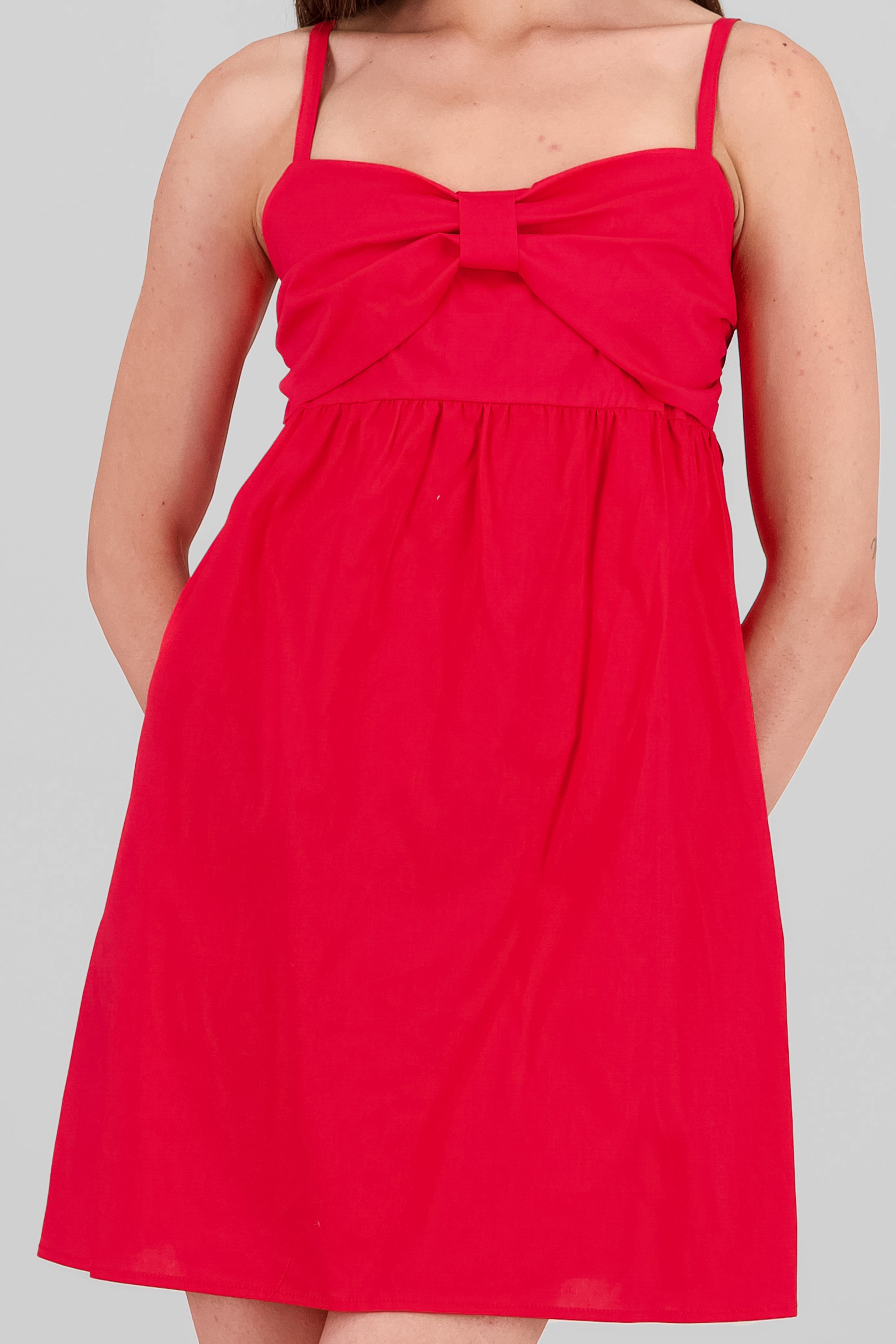 Vestido mini popelina moño escote Hypsters ROJO