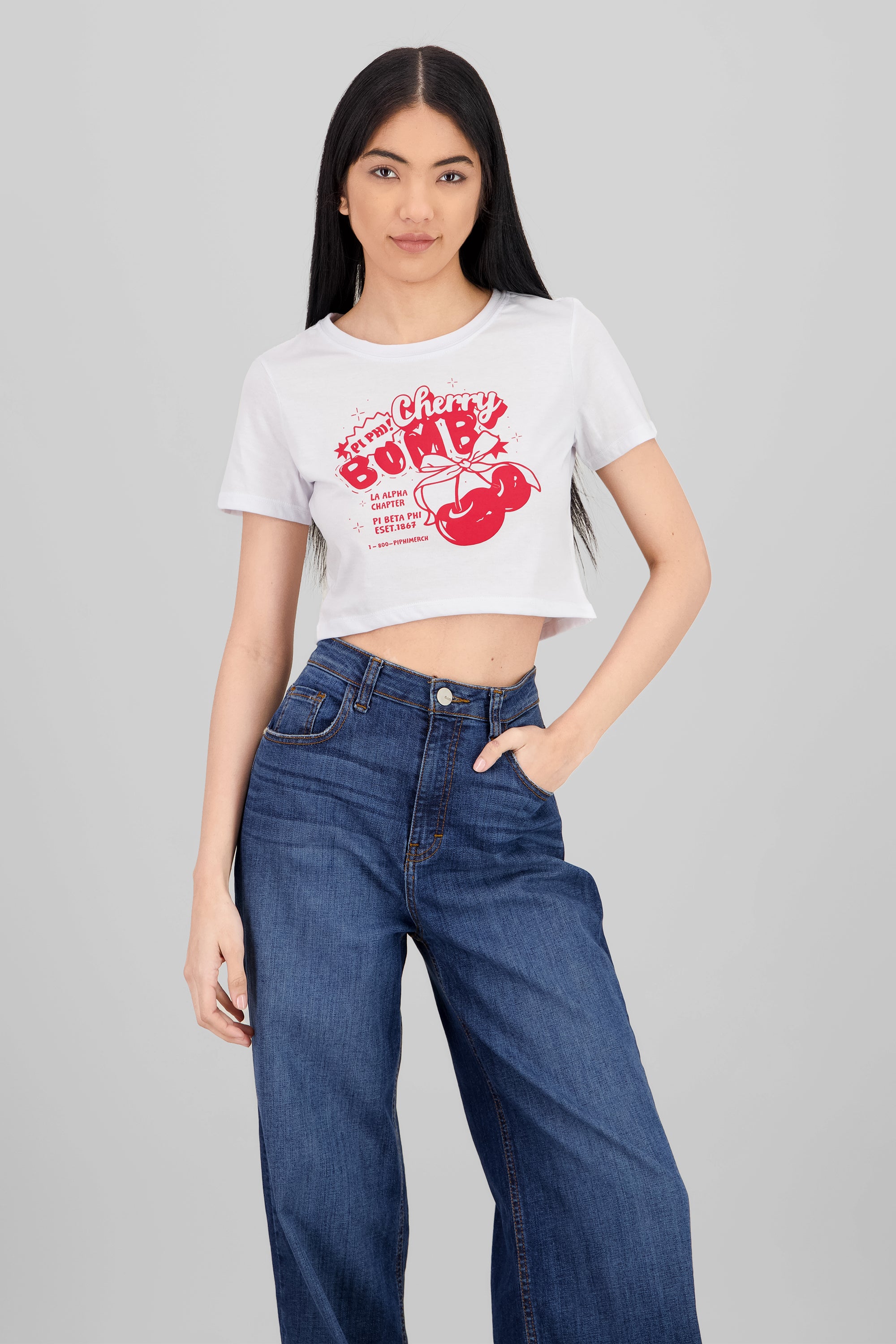 Playera crop cherry bomb BLANCO