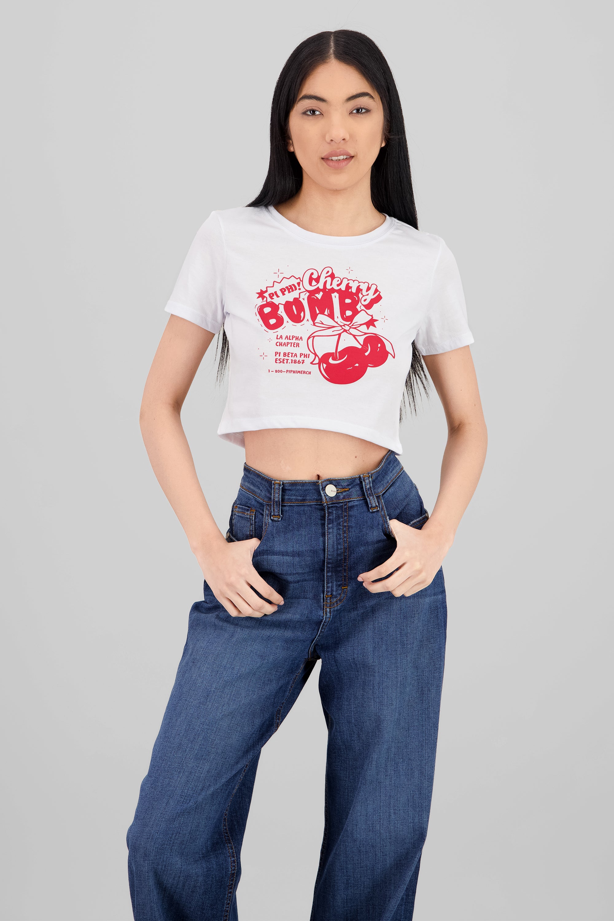 Playera crop cherry bomb BLANCO