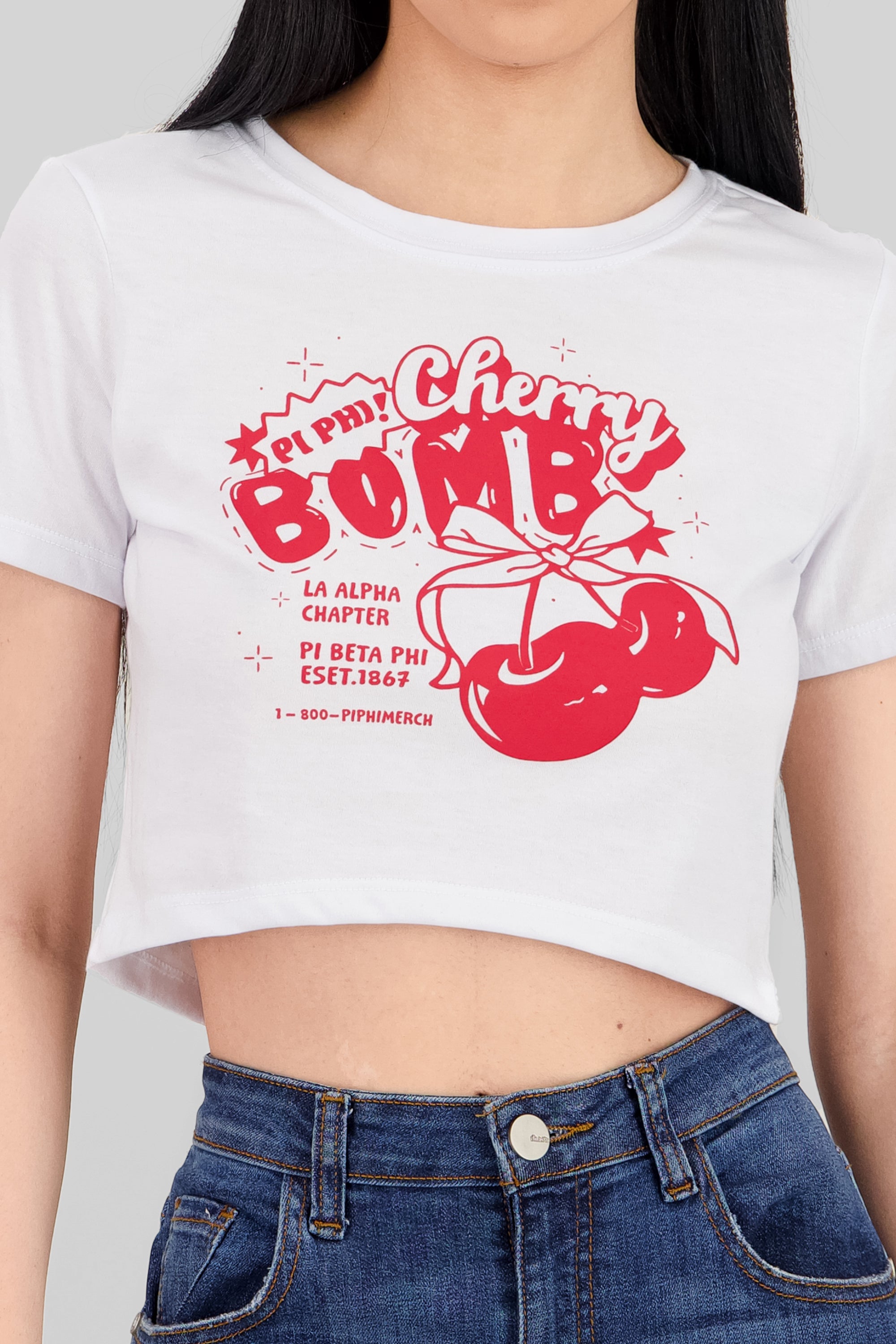 Playera crop cherry bomb BLANCO