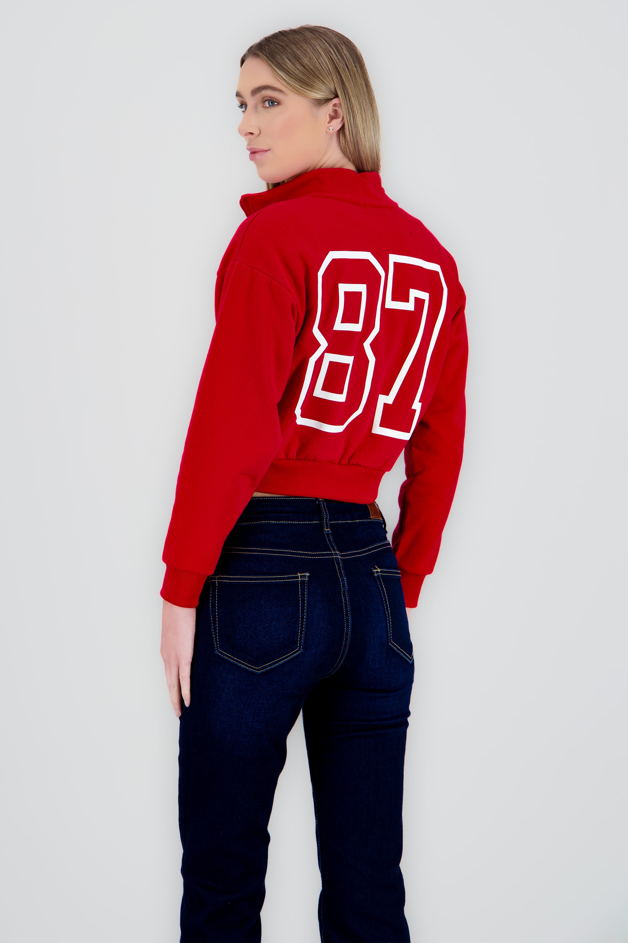 Sudadera brooklyn crop cuello alto ROJO