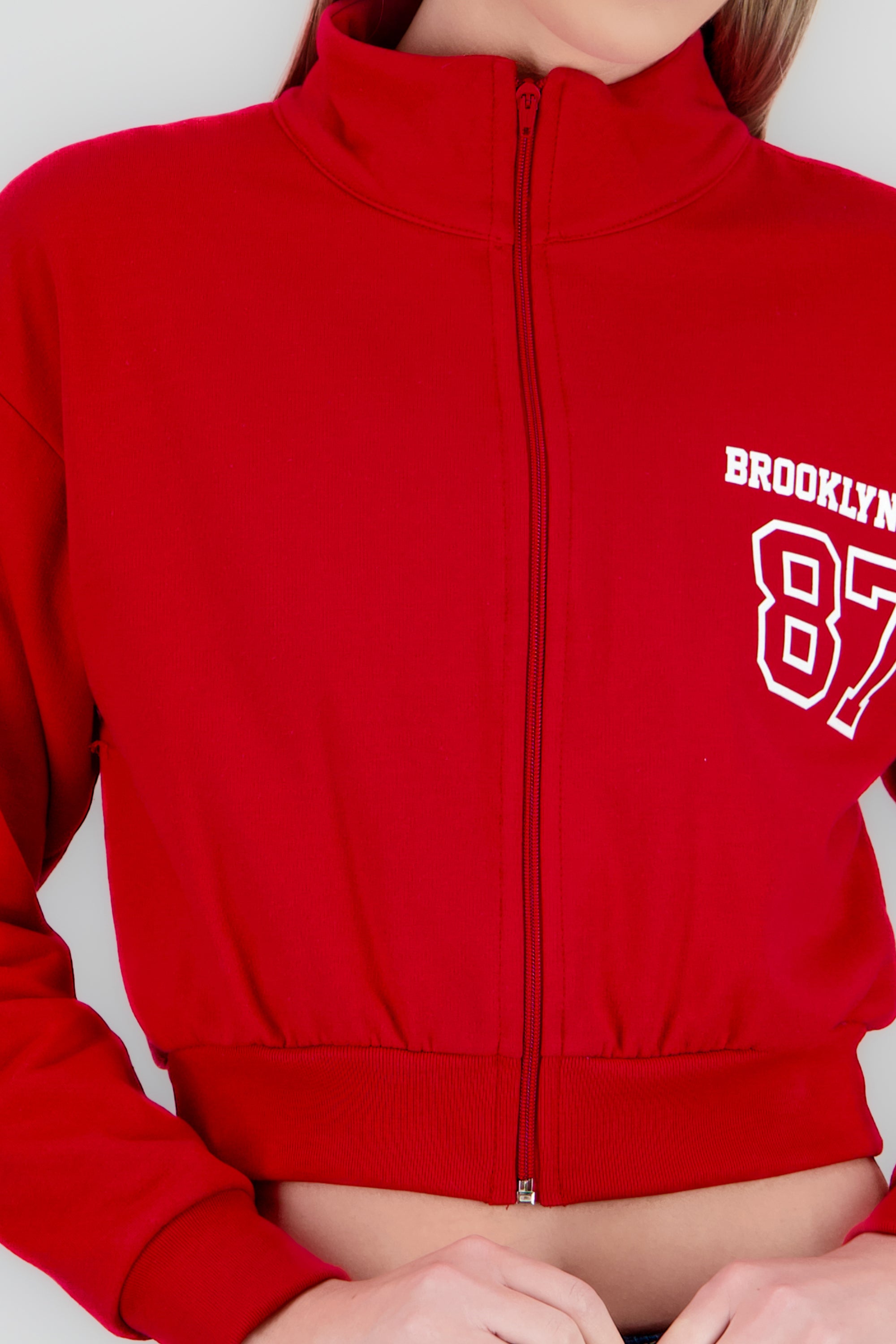 Sudadera brooklyn crop cuello alto ROJO