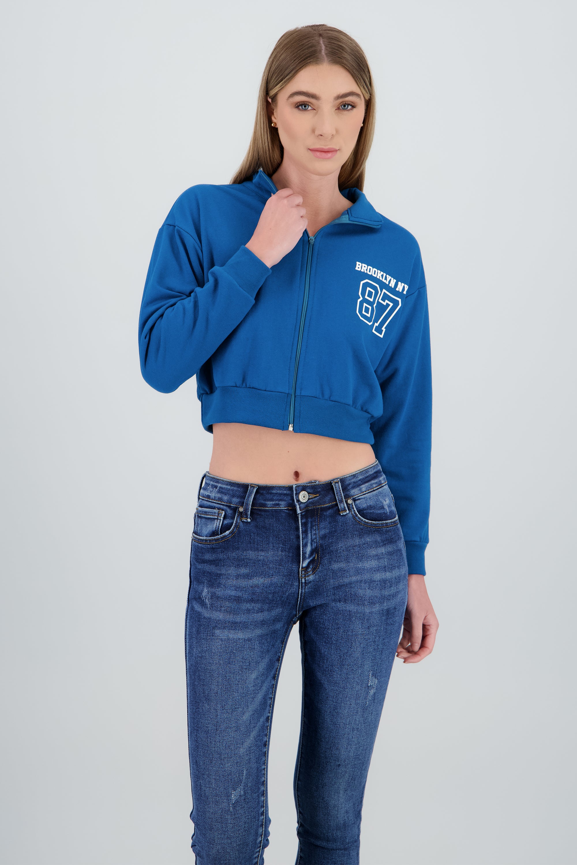 Sudadera brooklyn crop cuello alto INDIGO