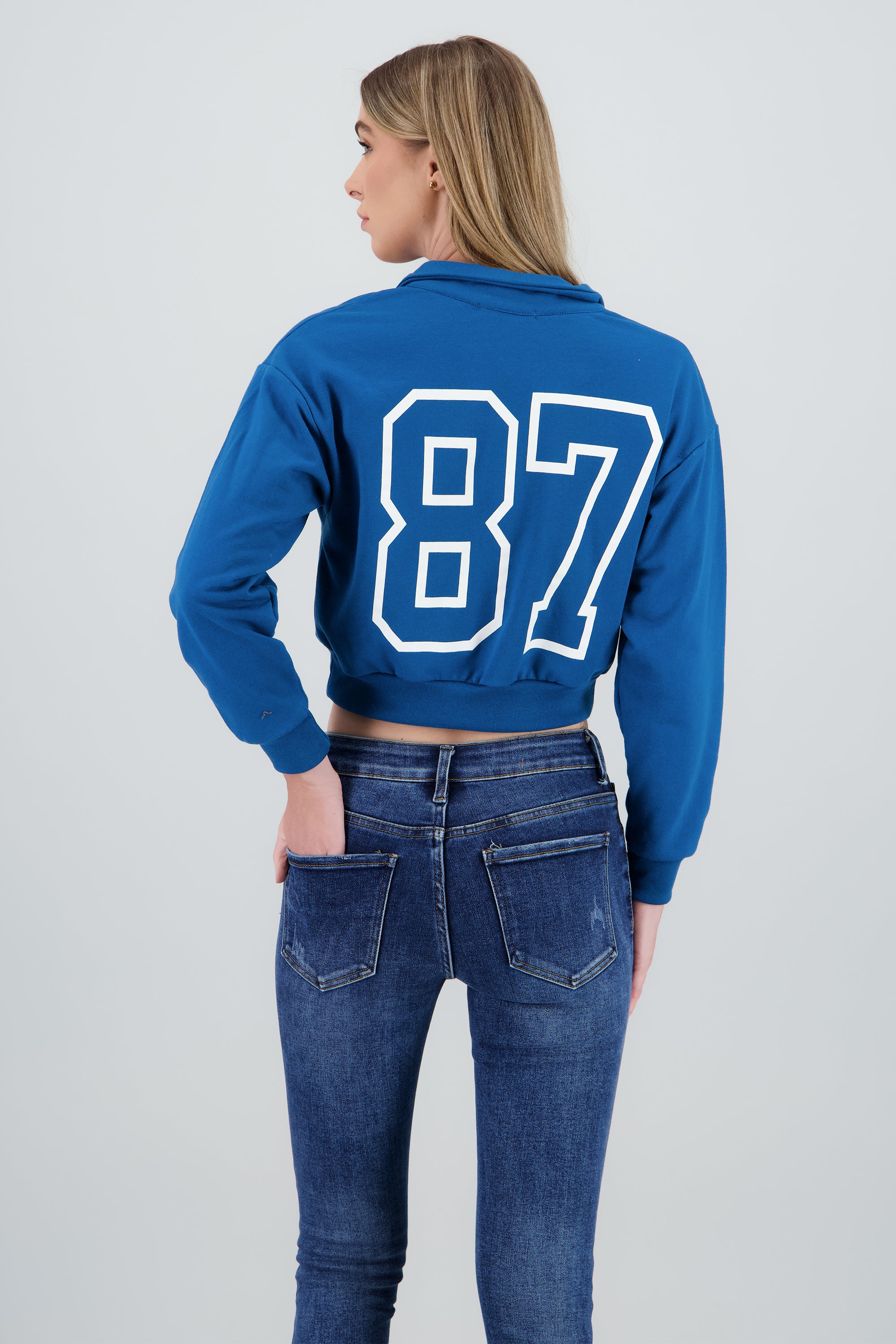 Sudadera brooklyn crop cuello alto INDIGO