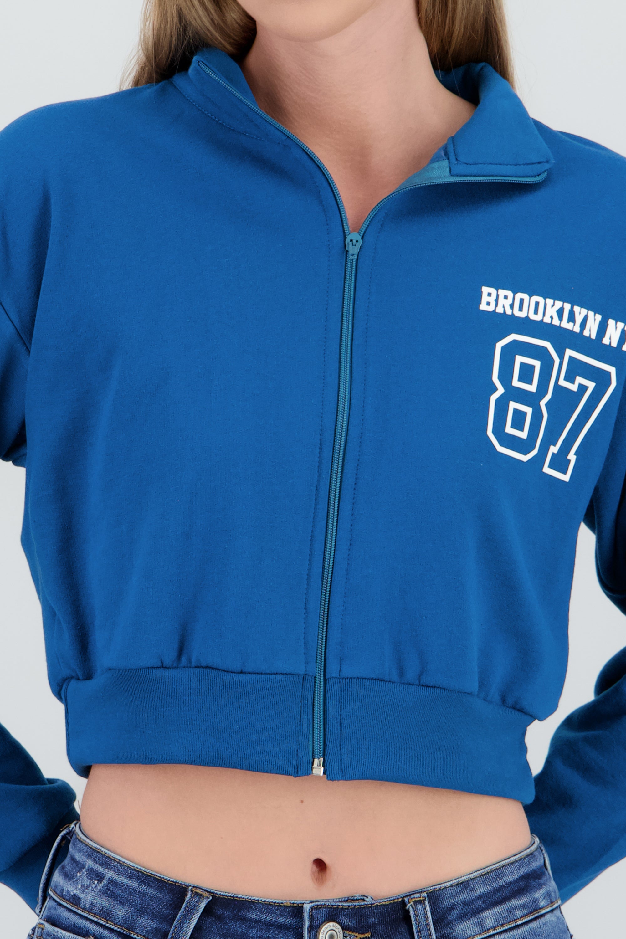 Sudadera brooklyn crop cuello alto INDIGO