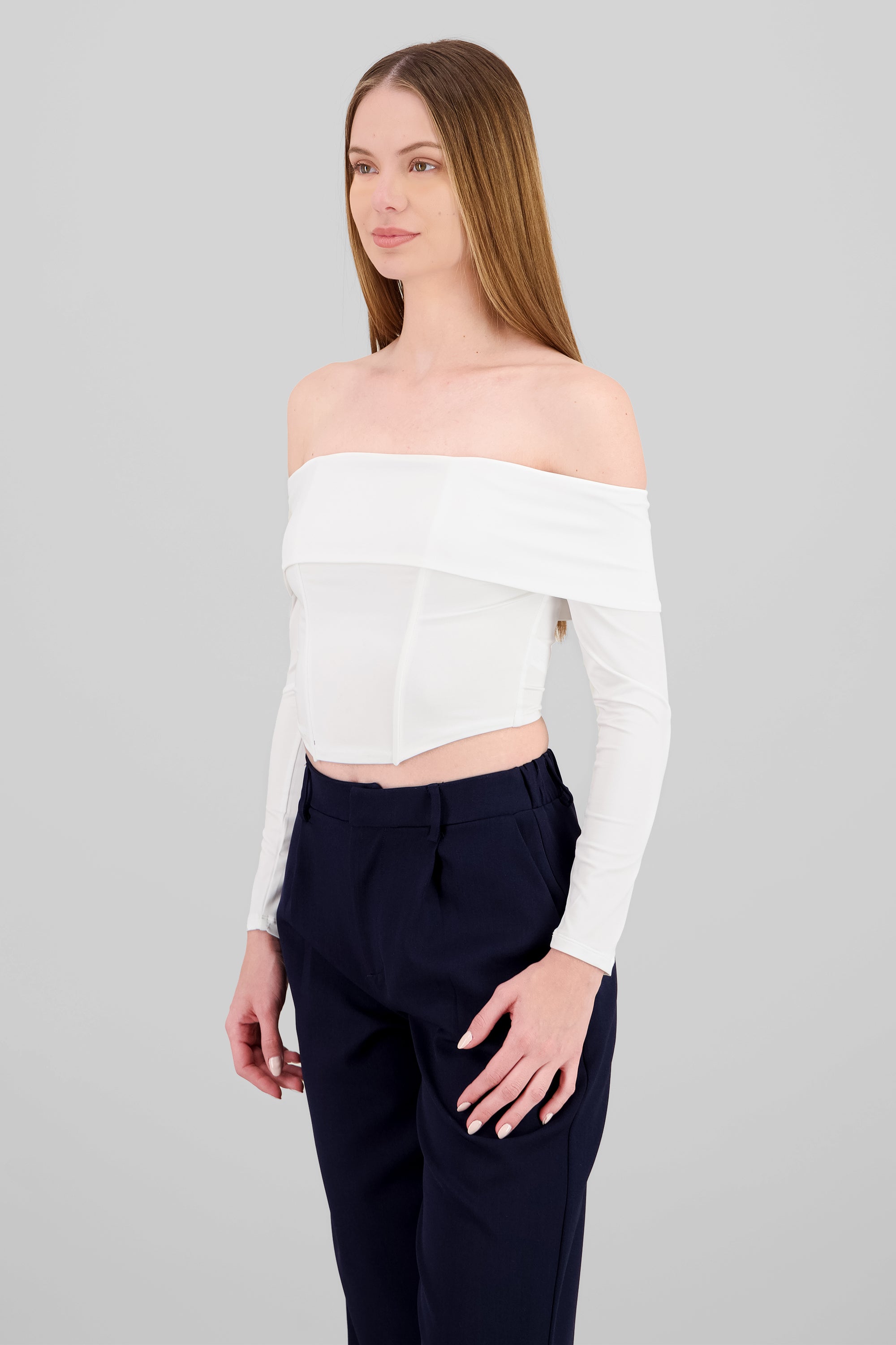 Top off shoulder con varillas BLANCO