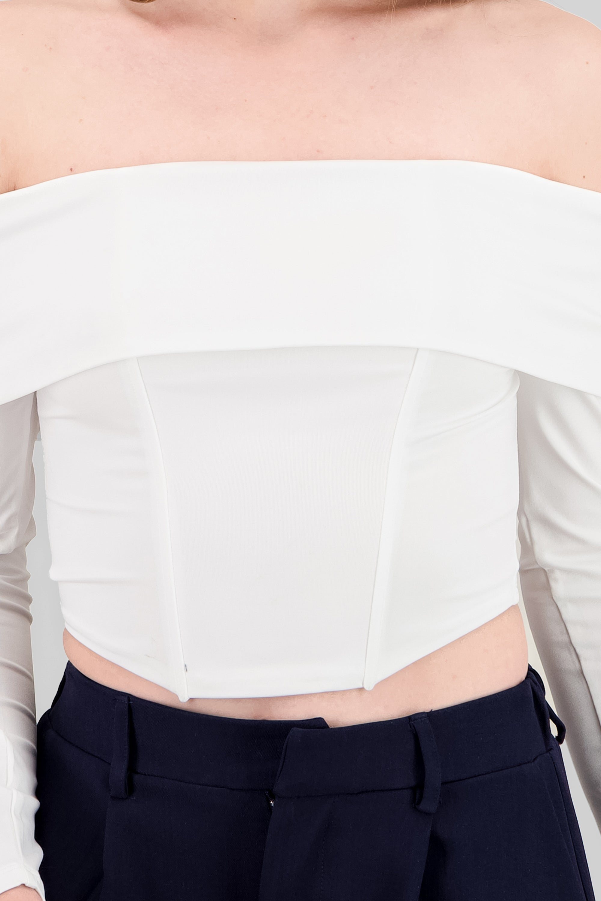 Top off shoulder con varillas BLANCO