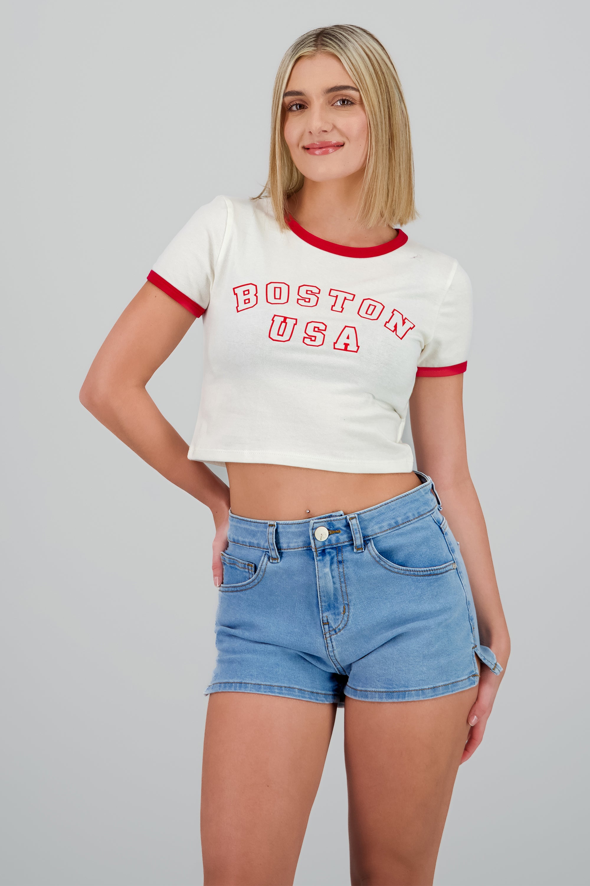 Playera boston contraste bies BLANCO