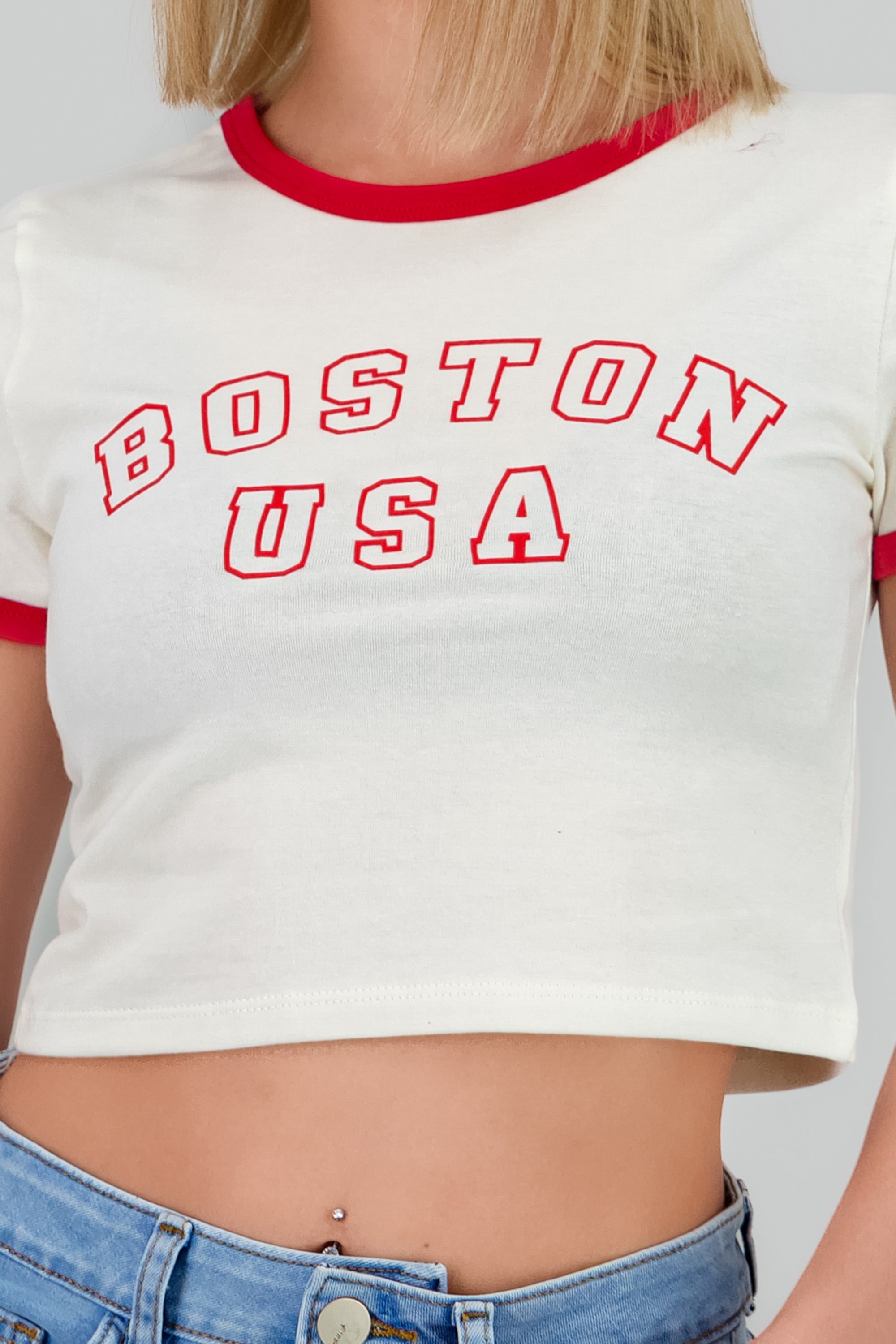 Playera boston contraste bies BLANCO