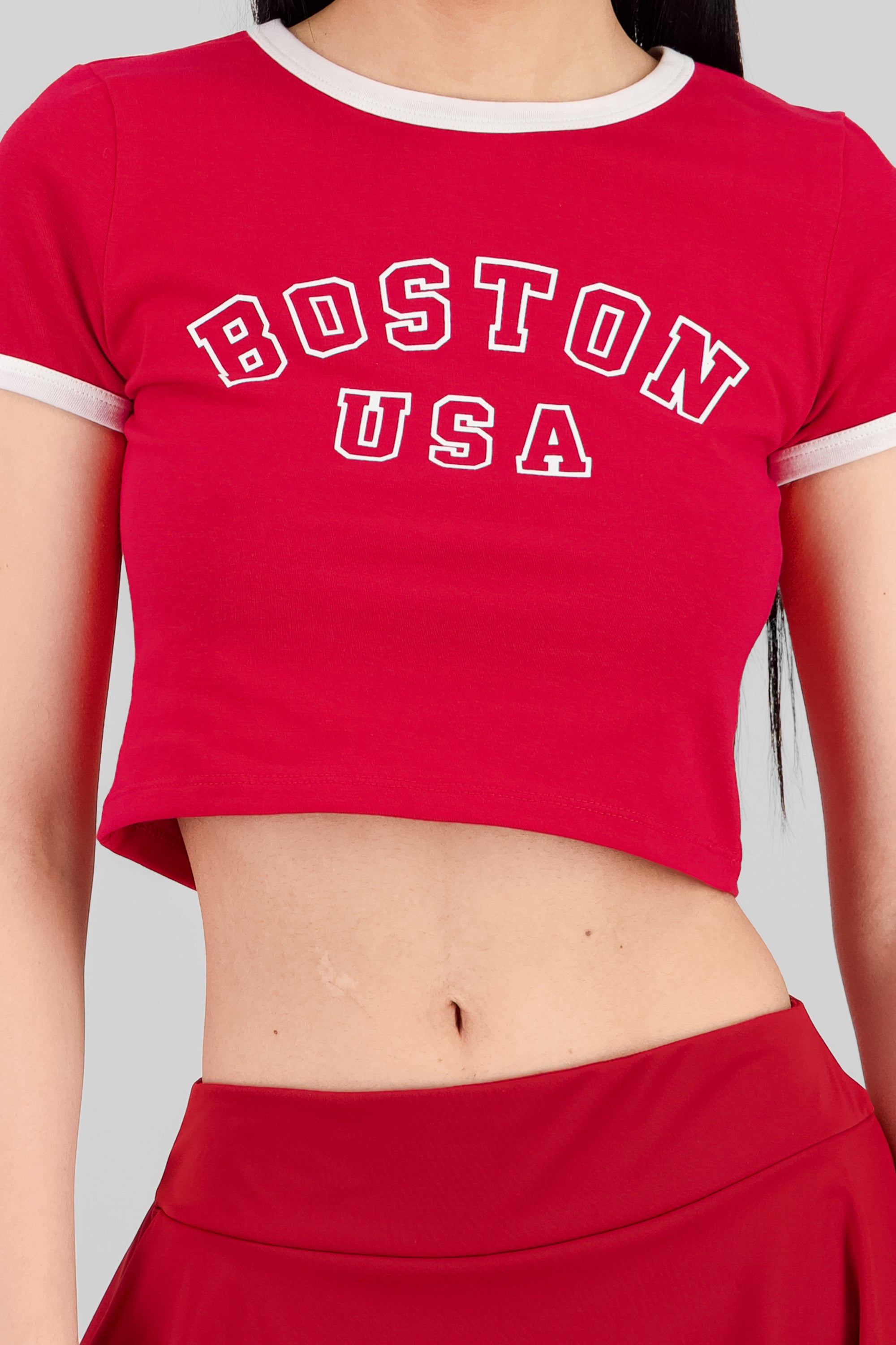 Playera boston contraste bies ROJO