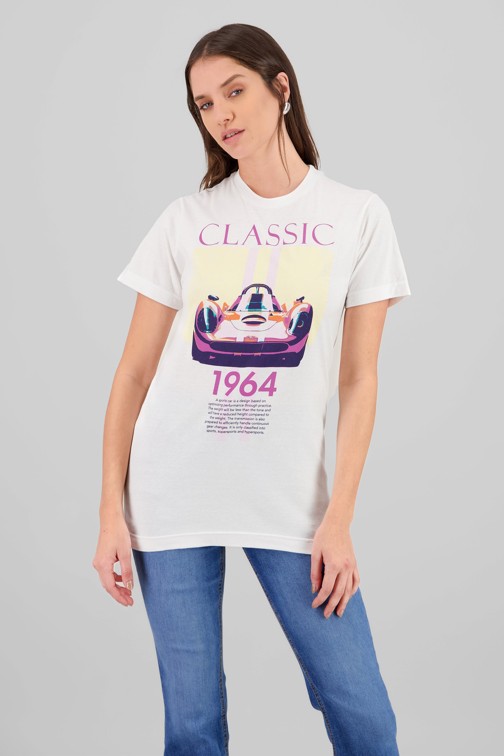 Playera oversized coche classic BLANCO